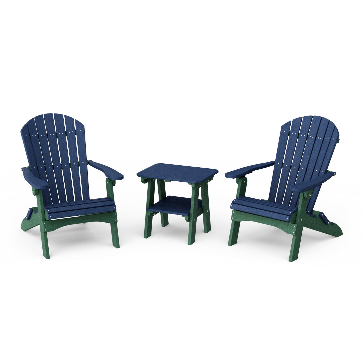 Heritage 3-Piece Folding Adirondack Set with 22" Side Table