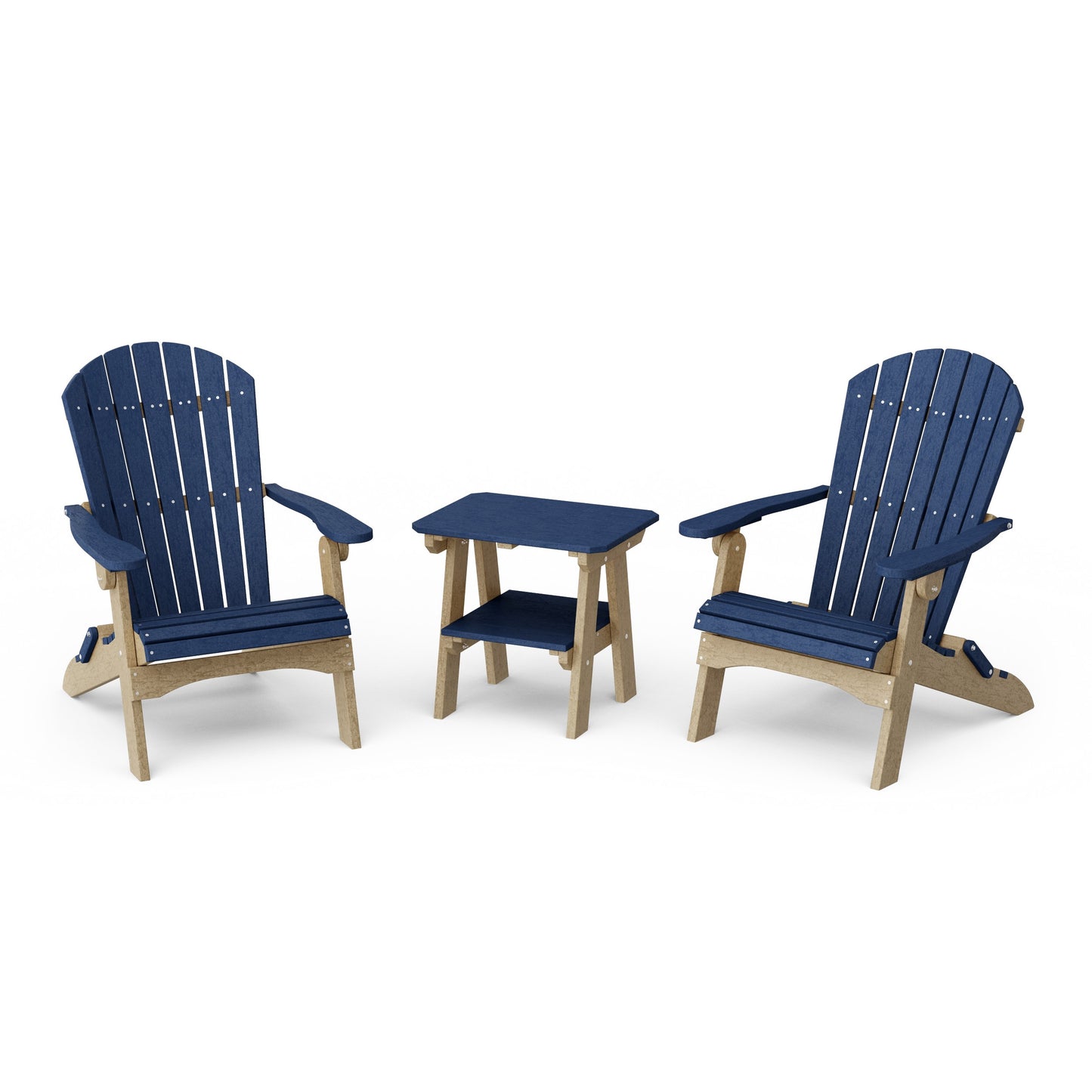 Heritage 3-Piece Folding Adirondack Set with 22" Side Table