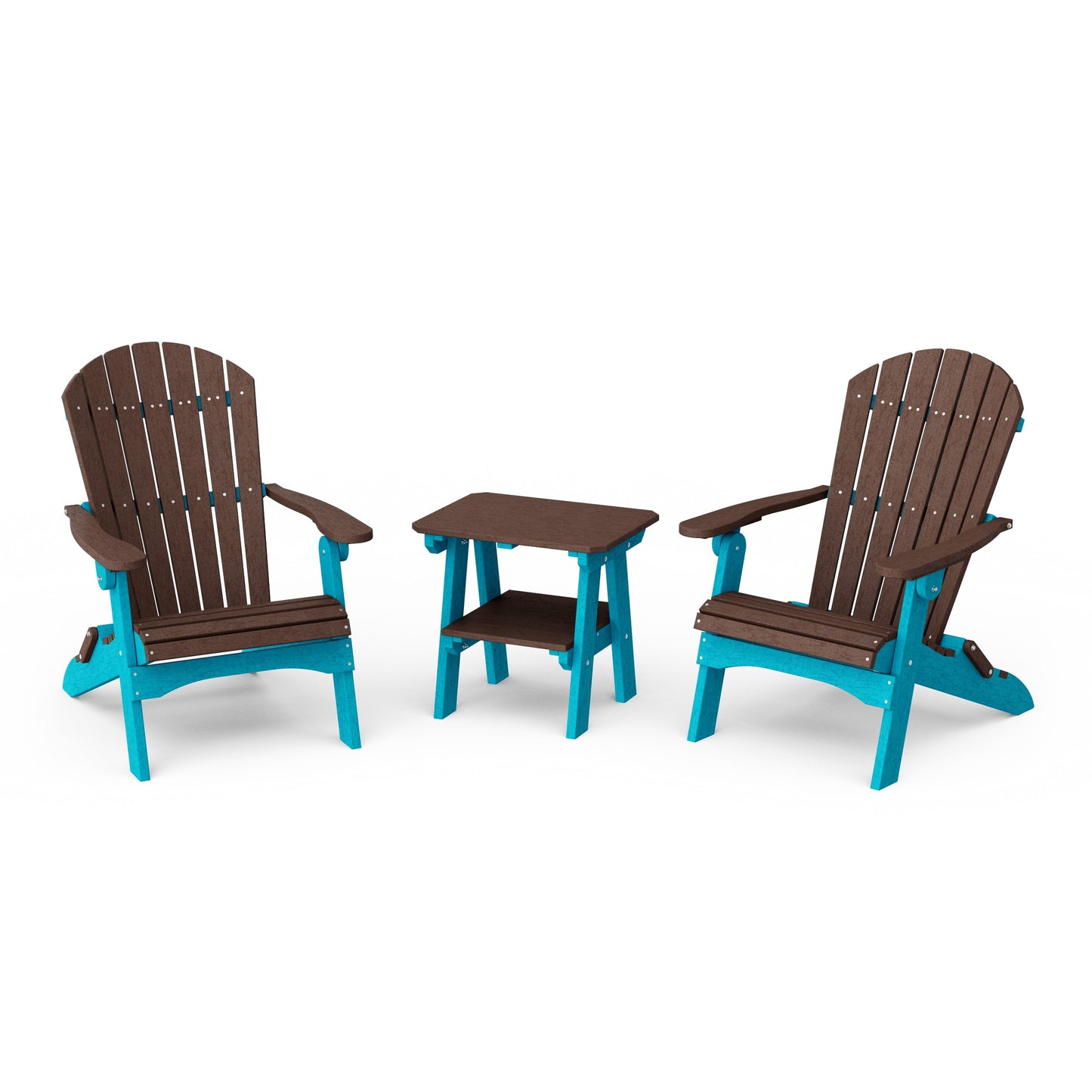 Heritage 3-Piece Folding Adirondack Set with 22" Side Table