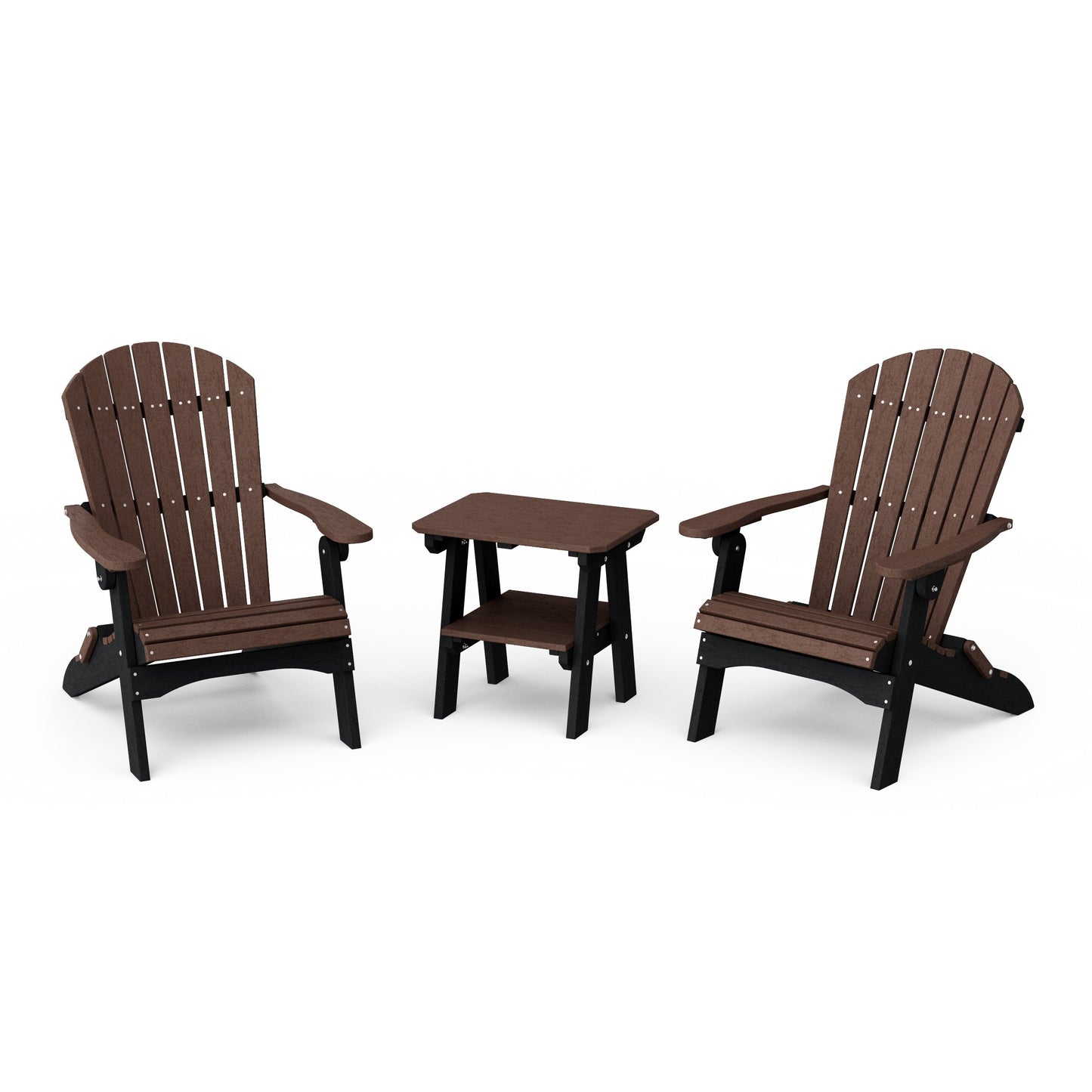 Heritage 3-Piece Folding Adirondack Set with 22" Side Table