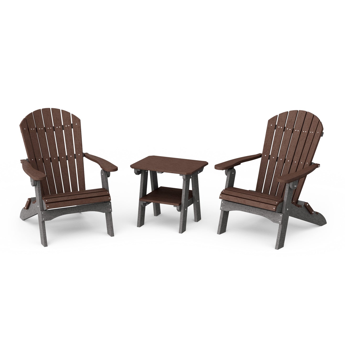Heritage 3-Piece Folding Adirondack Set with 22" Side Table