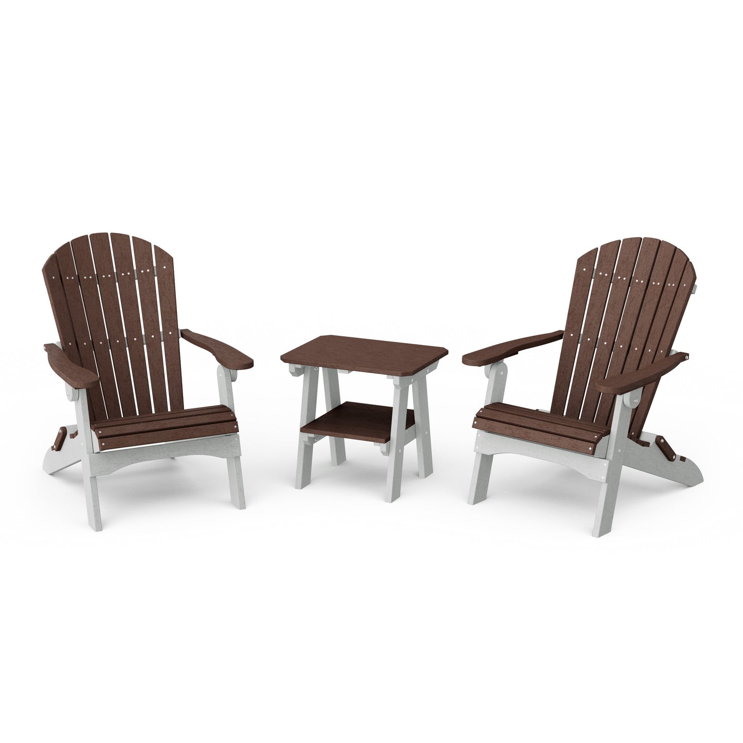 Heritage 3-Piece Folding Adirondack Set with 22" Side Table