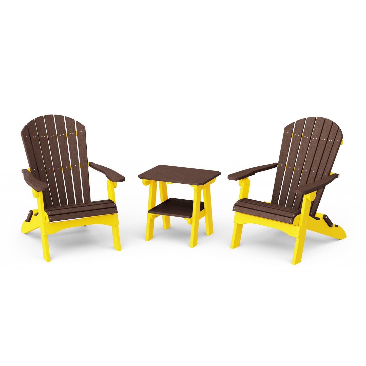 Heritage 3-Piece Folding Adirondack Set with 22" Side Table