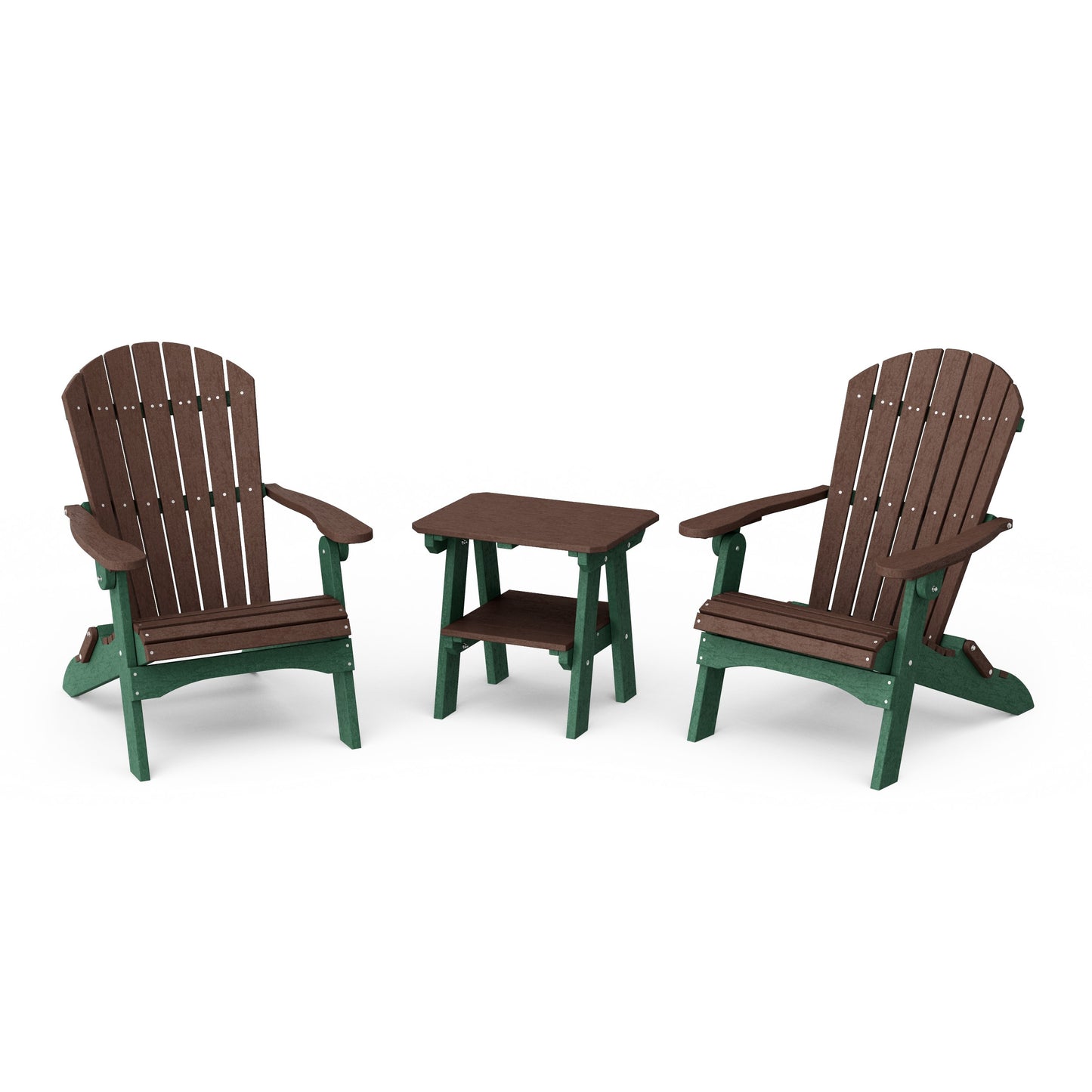 Heritage 3-Piece Folding Adirondack Set with 22" Side Table