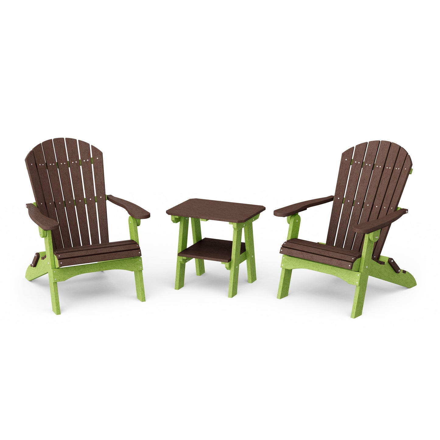 Heritage 3-Piece Folding Adirondack Set with 22" Side Table