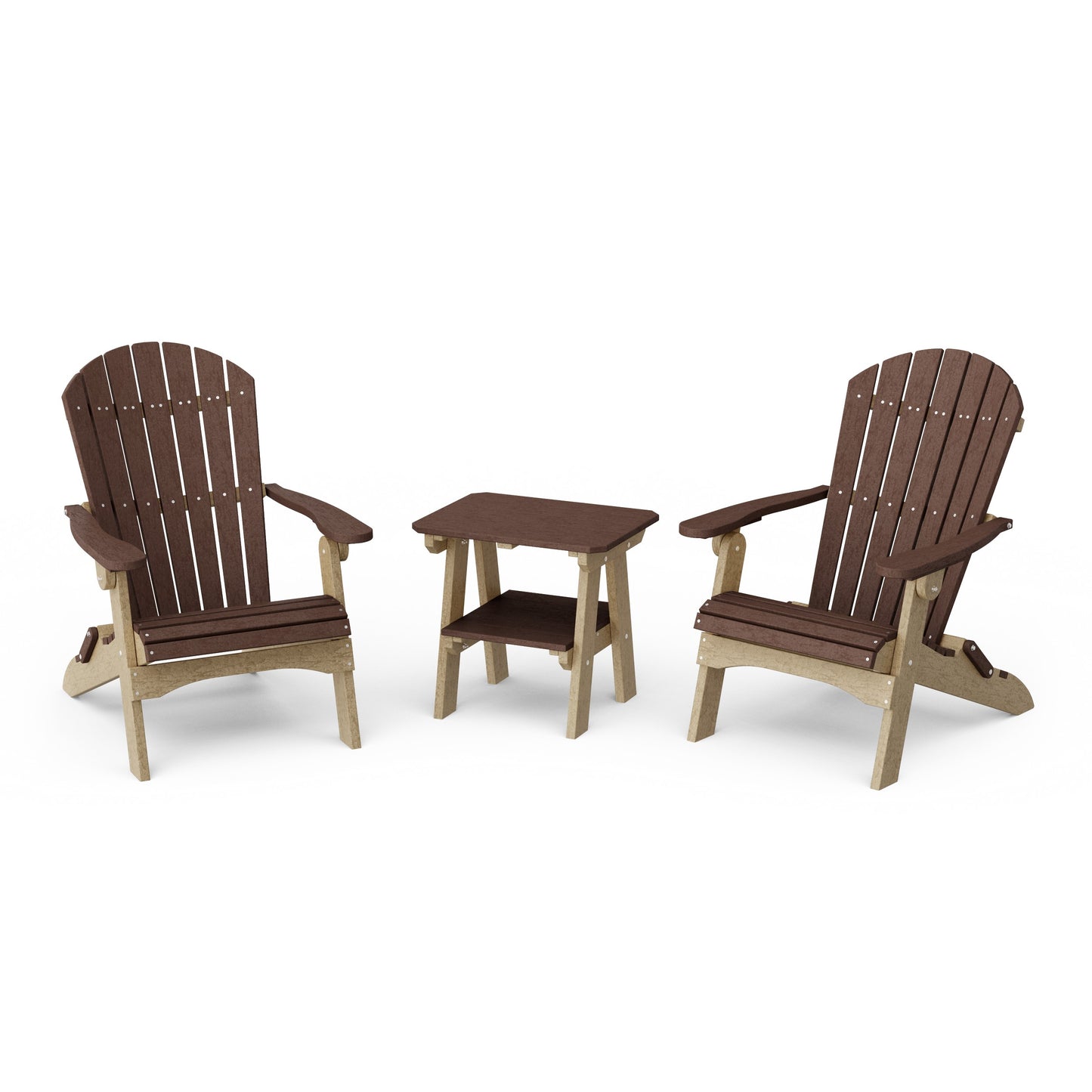 Heritage 3-Piece Folding Adirondack Set with 22" Side Table