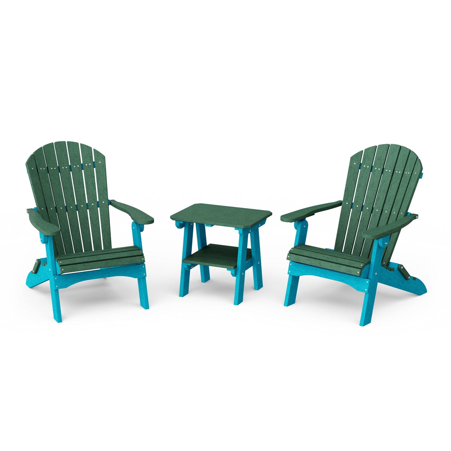 Heritage 3-Piece Folding Adirondack Set with 22" Side Table