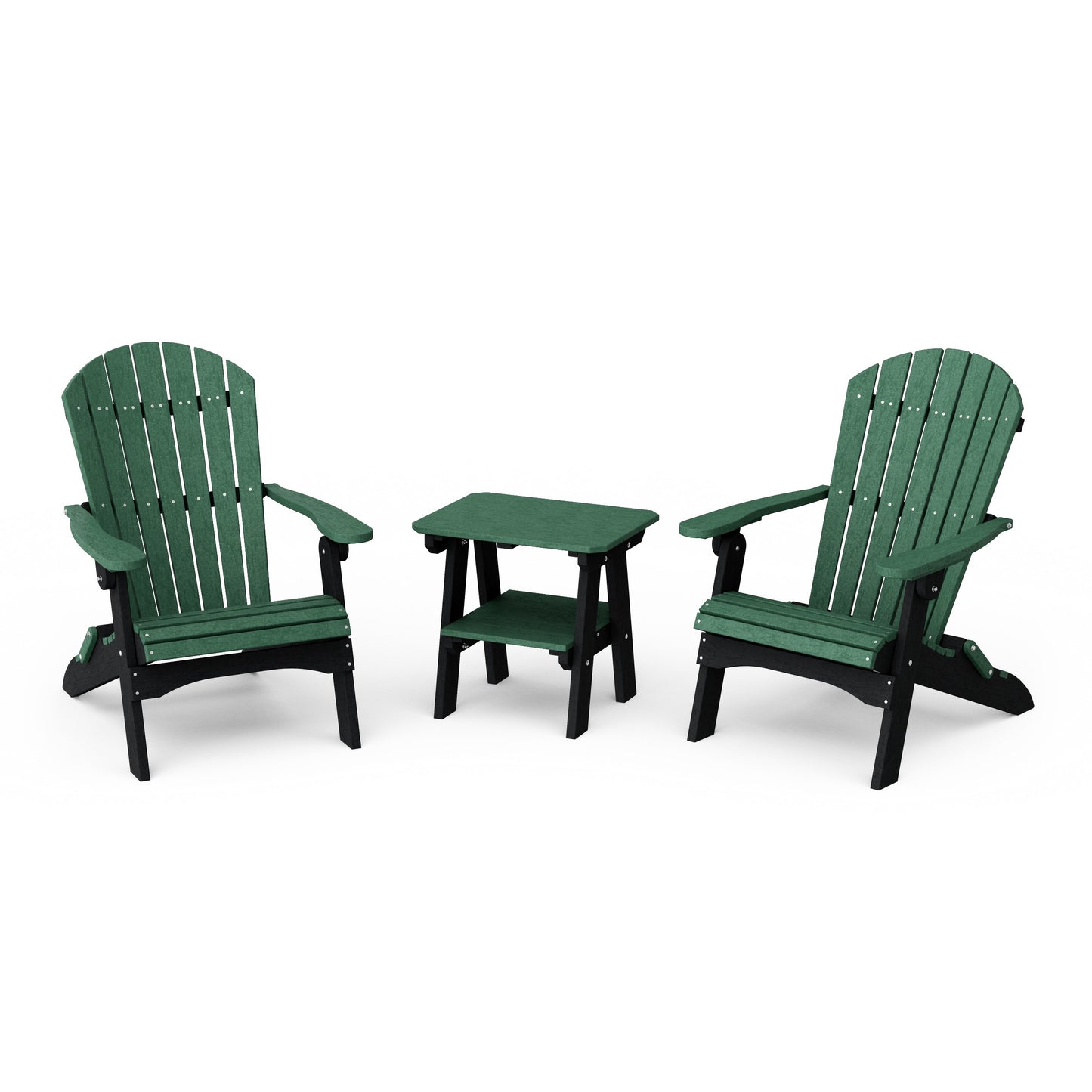 Heritage 3-Piece Folding Adirondack Set with 22" Side Table