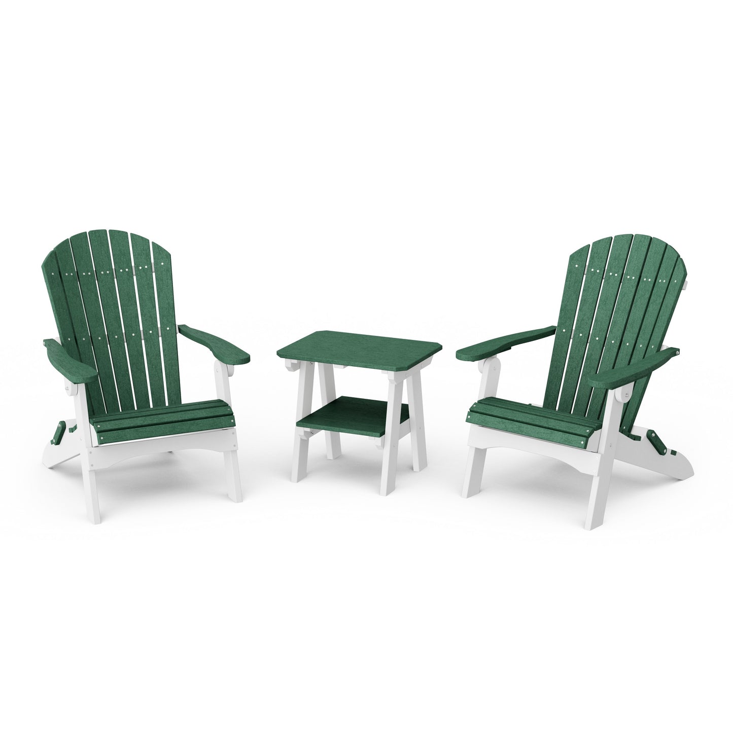 Heritage 3-Piece Folding Adirondack Set with 22" Side Table