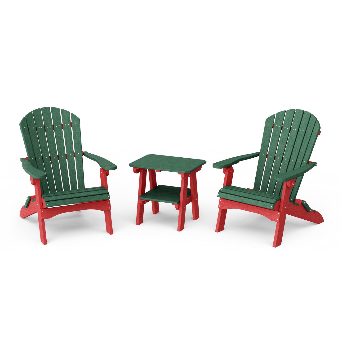 Heritage 3-Piece Folding Adirondack Set with 22" Side Table