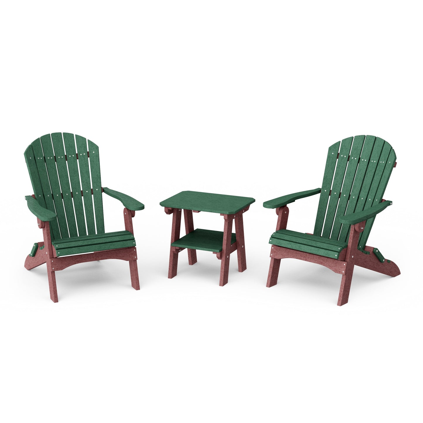 Heritage 3-Piece Folding Adirondack Set with 22" Side Table