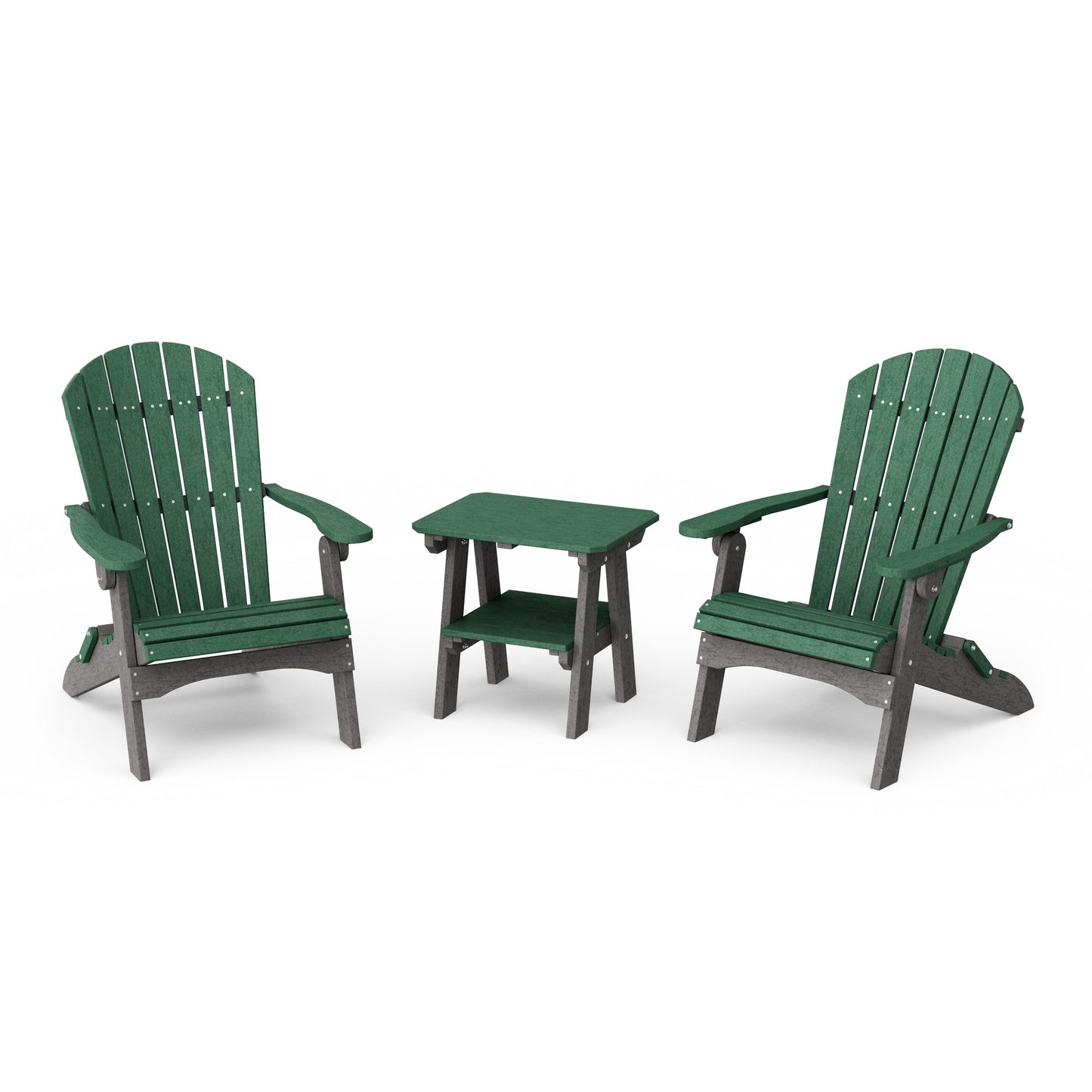 Heritage 3-Piece Folding Adirondack Set with 22" Side Table