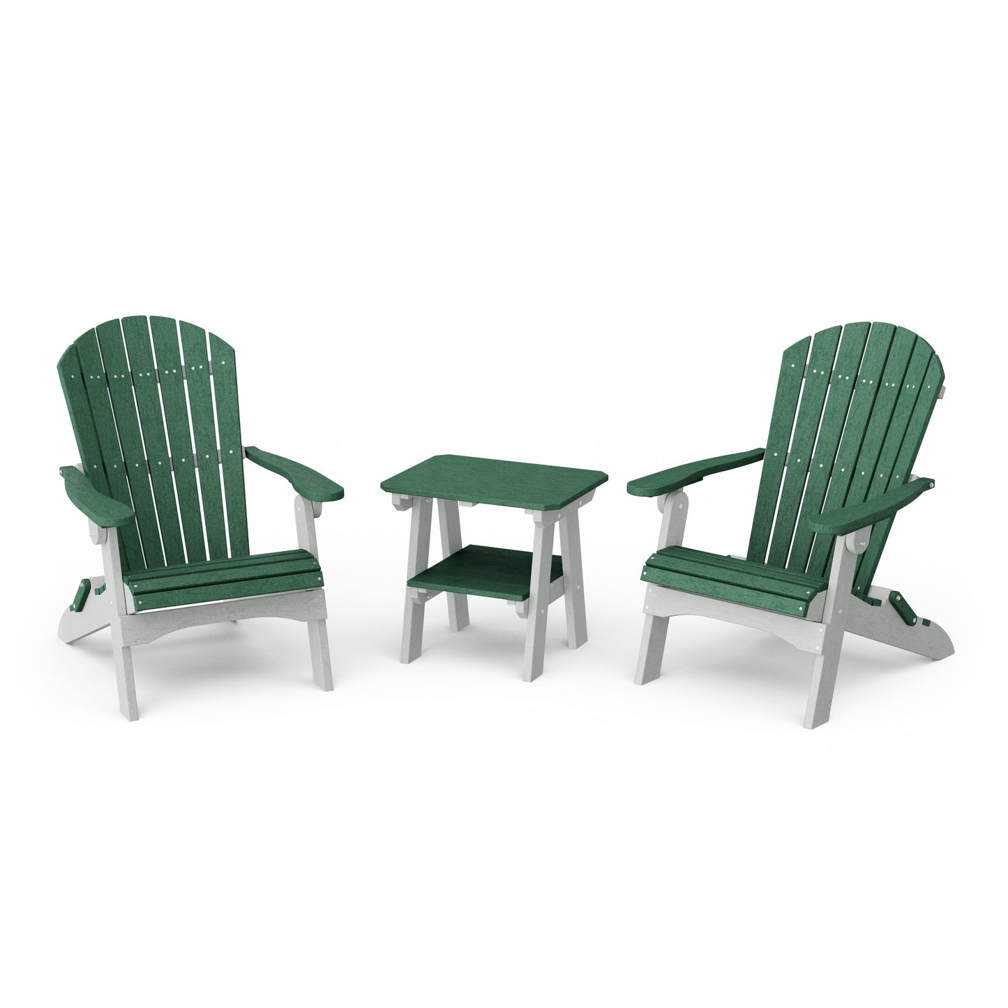 Heritage 3-Piece Folding Adirondack Set with 22" Side Table