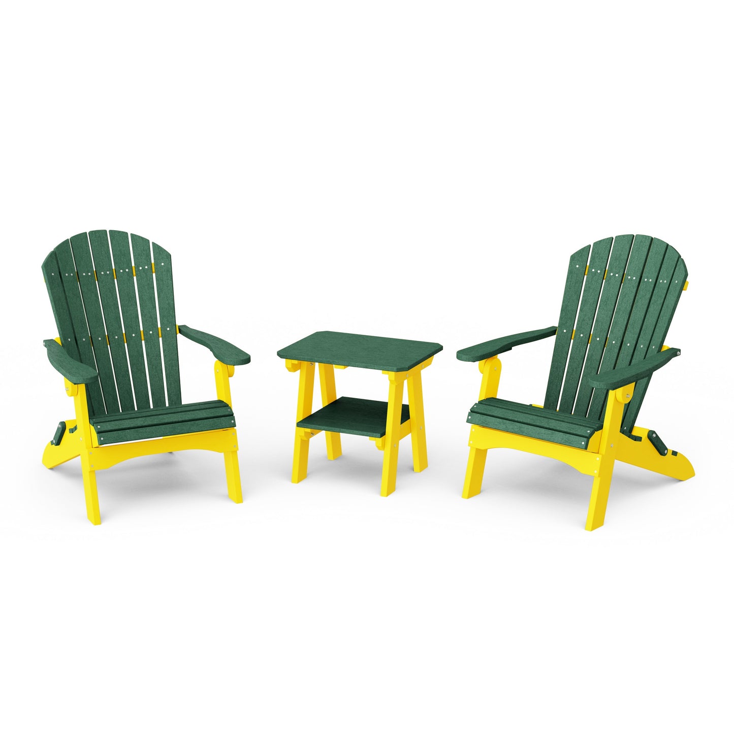 Heritage 3-Piece Folding Adirondack Set with 22" Side Table