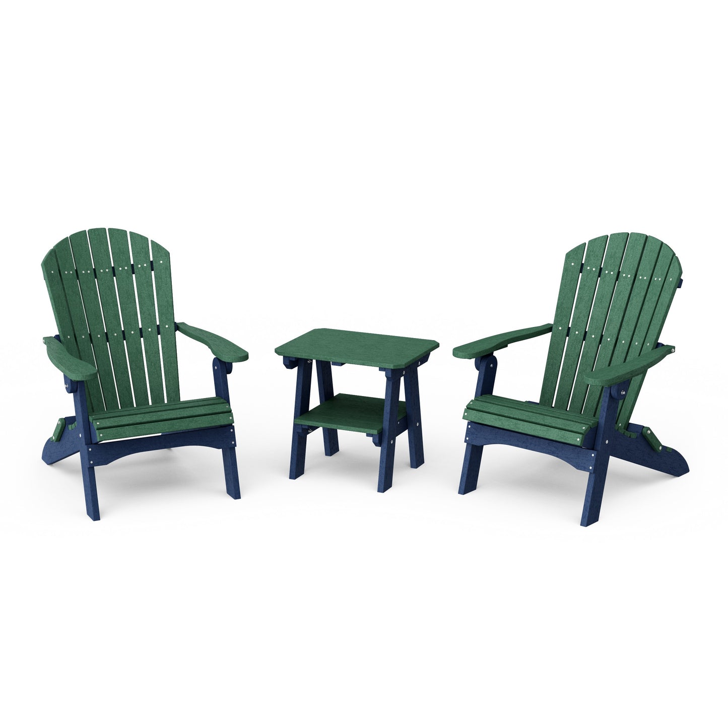 Heritage 3-Piece Folding Adirondack Set with 22" Side Table