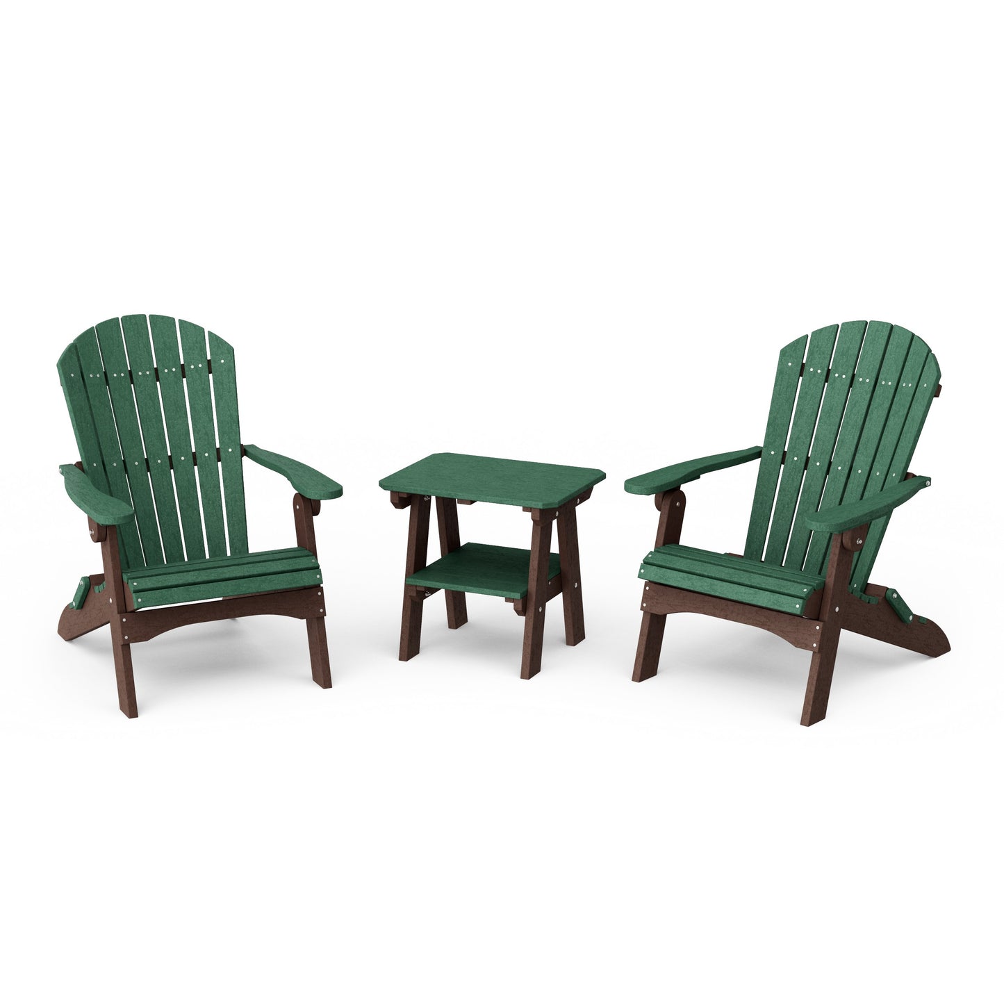 Heritage 3-Piece Folding Adirondack Set with 22" Side Table