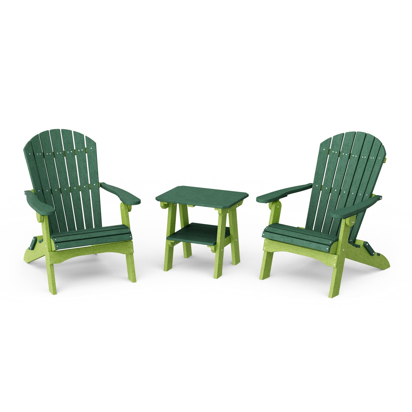 Heritage 3-Piece Folding Adirondack Set with 22" Side Table
