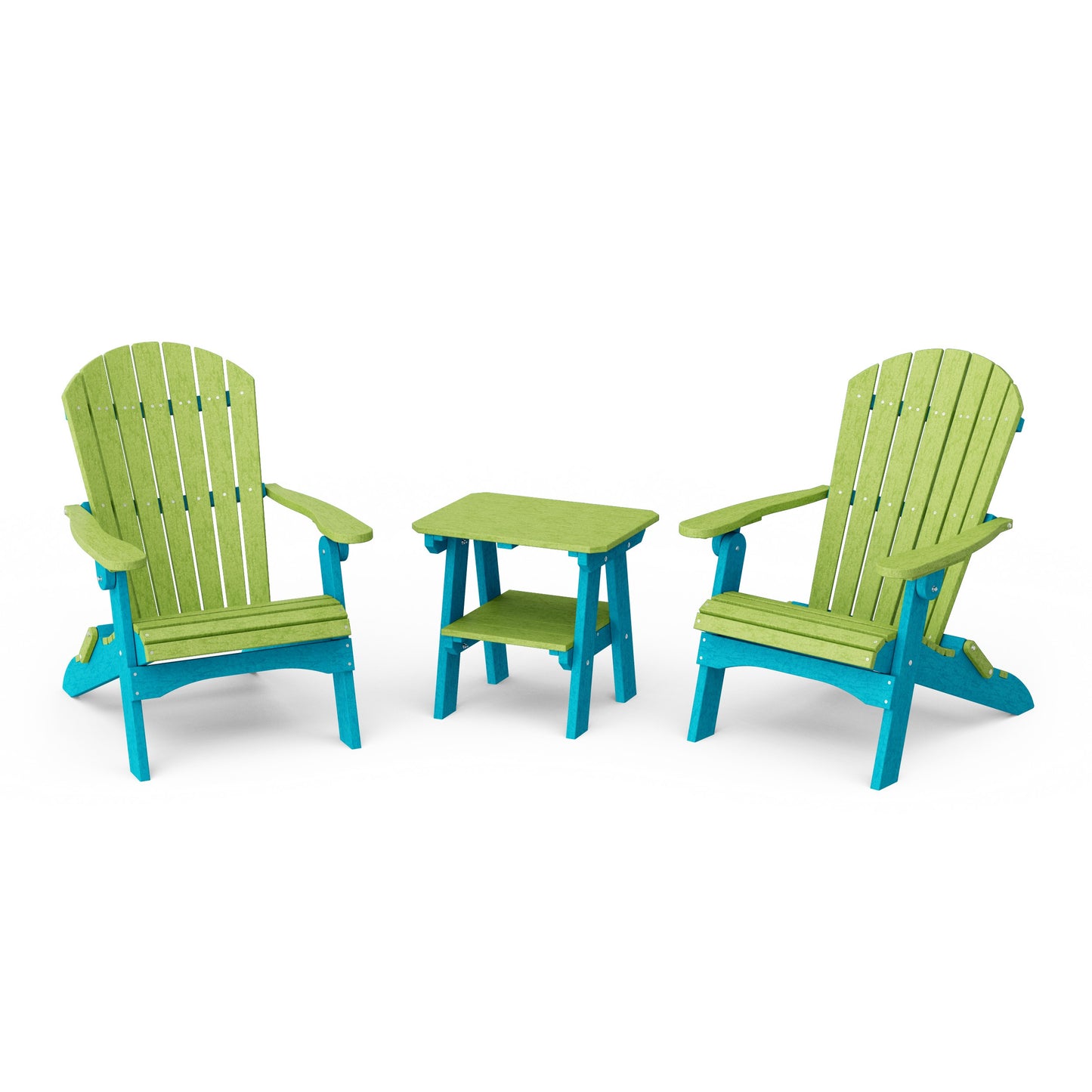 Heritage 3-Piece Folding Adirondack Set with 22" Side Table