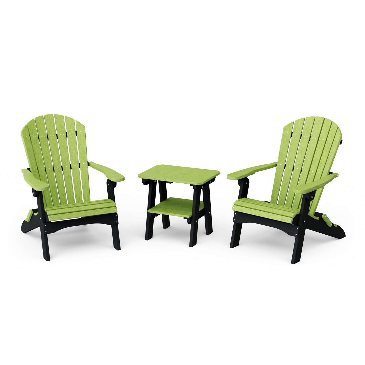Heritage 3-Piece Folding Adirondack Set with 22" Side Table