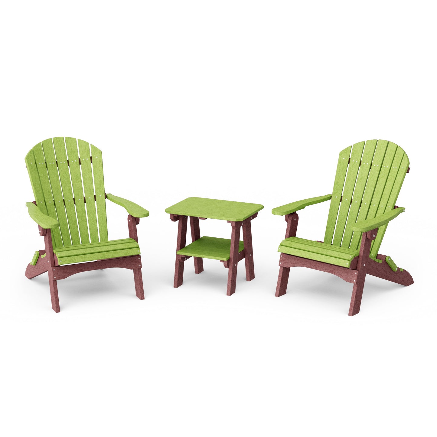 Heritage 3-Piece Folding Adirondack Set with 22" Side Table