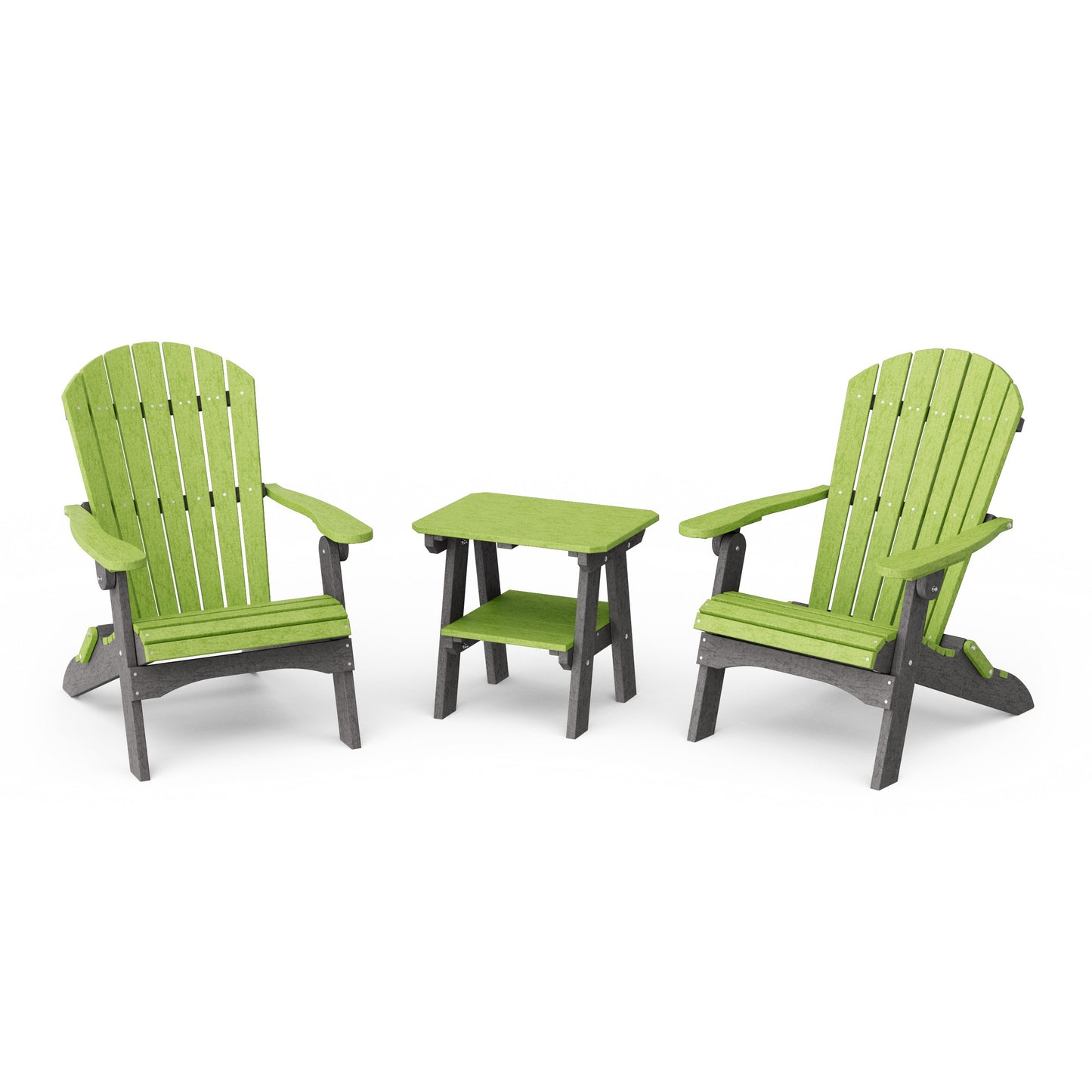 Heritage 3-Piece Folding Adirondack Set with 22" Side Table