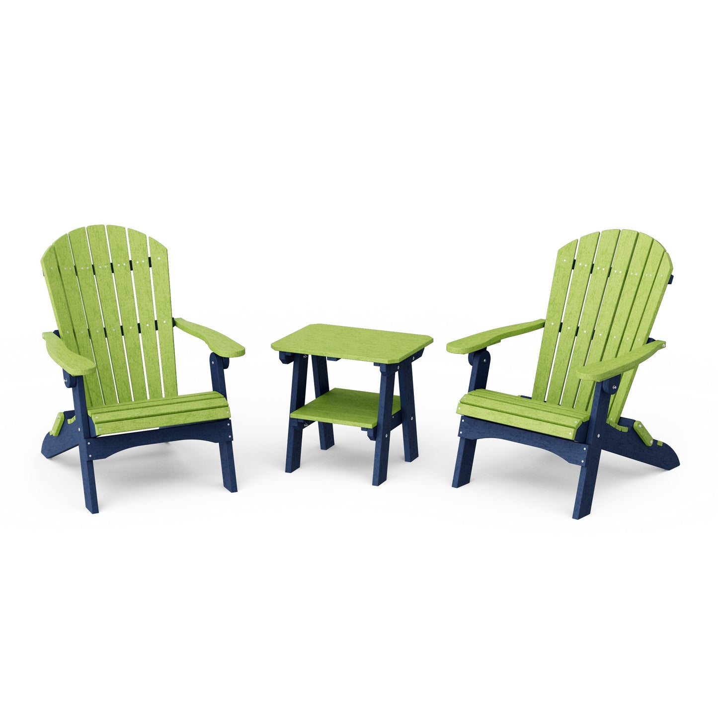 Heritage 3-Piece Folding Adirondack Set with 22" Side Table