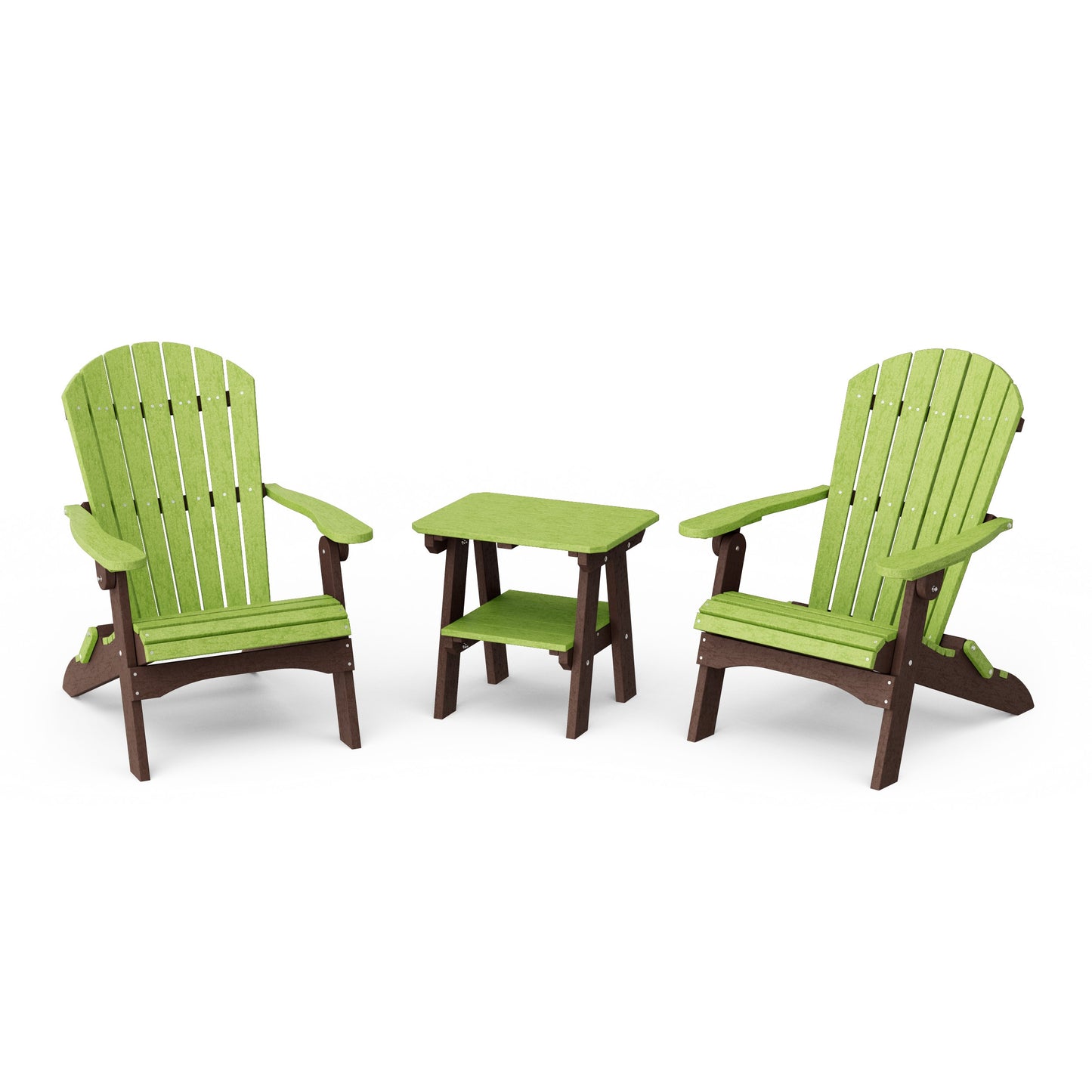 Heritage 3-Piece Folding Adirondack Set with 22" Side Table