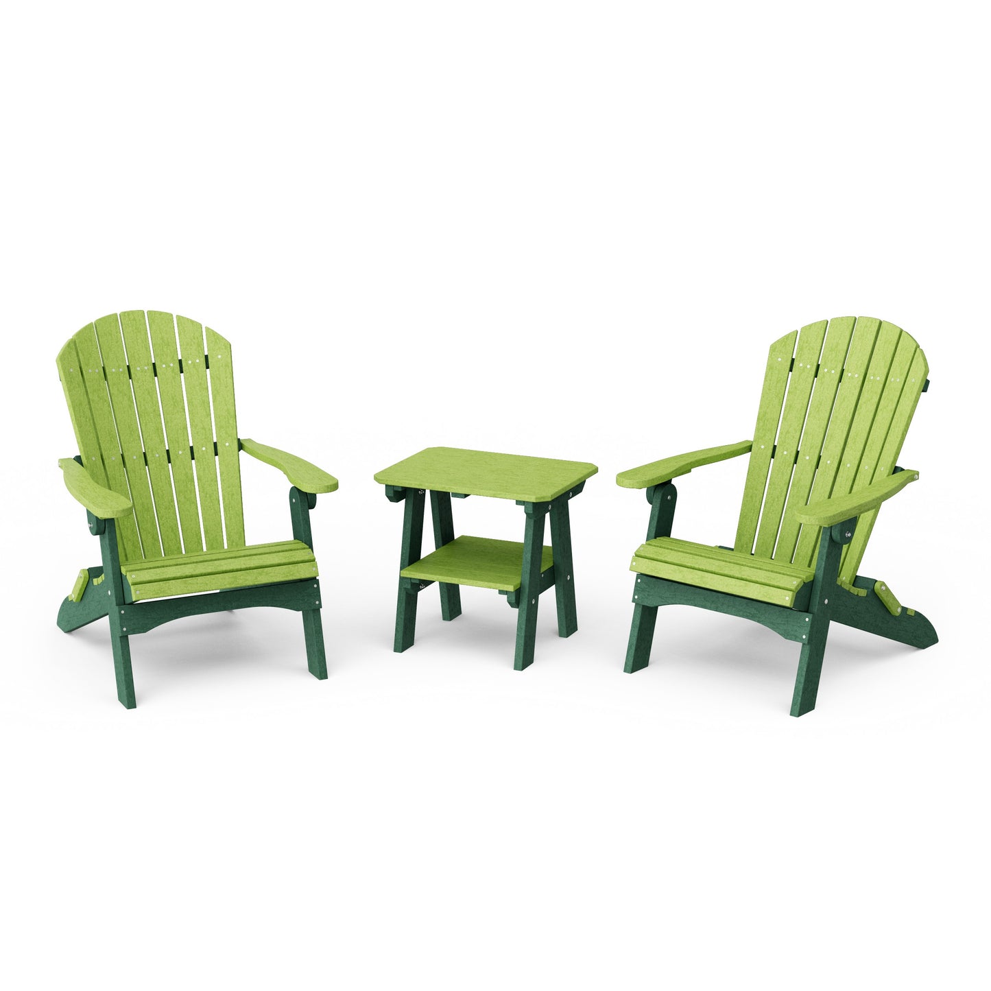 Heritage 3-Piece Folding Adirondack Set with 22" Side Table