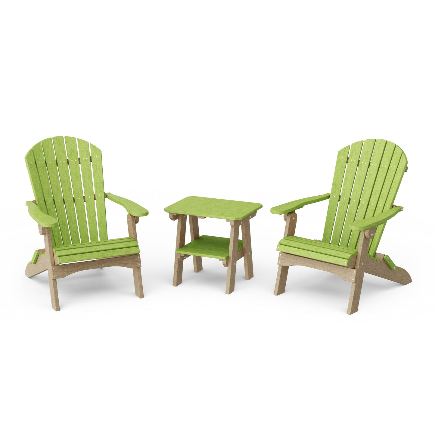 Heritage 3-Piece Folding Adirondack Set with 22" Side Table