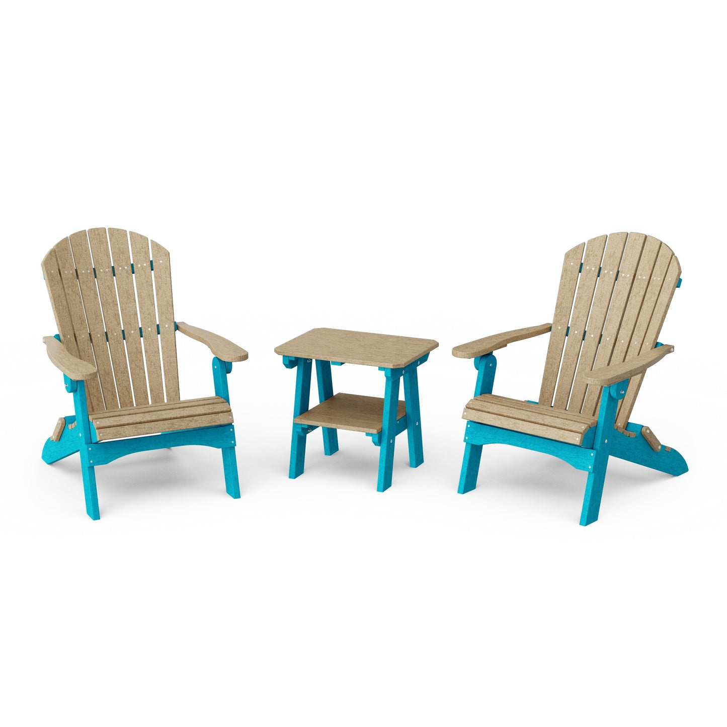 Heritage 3-Piece Folding Adirondack Set with 22" Side Table