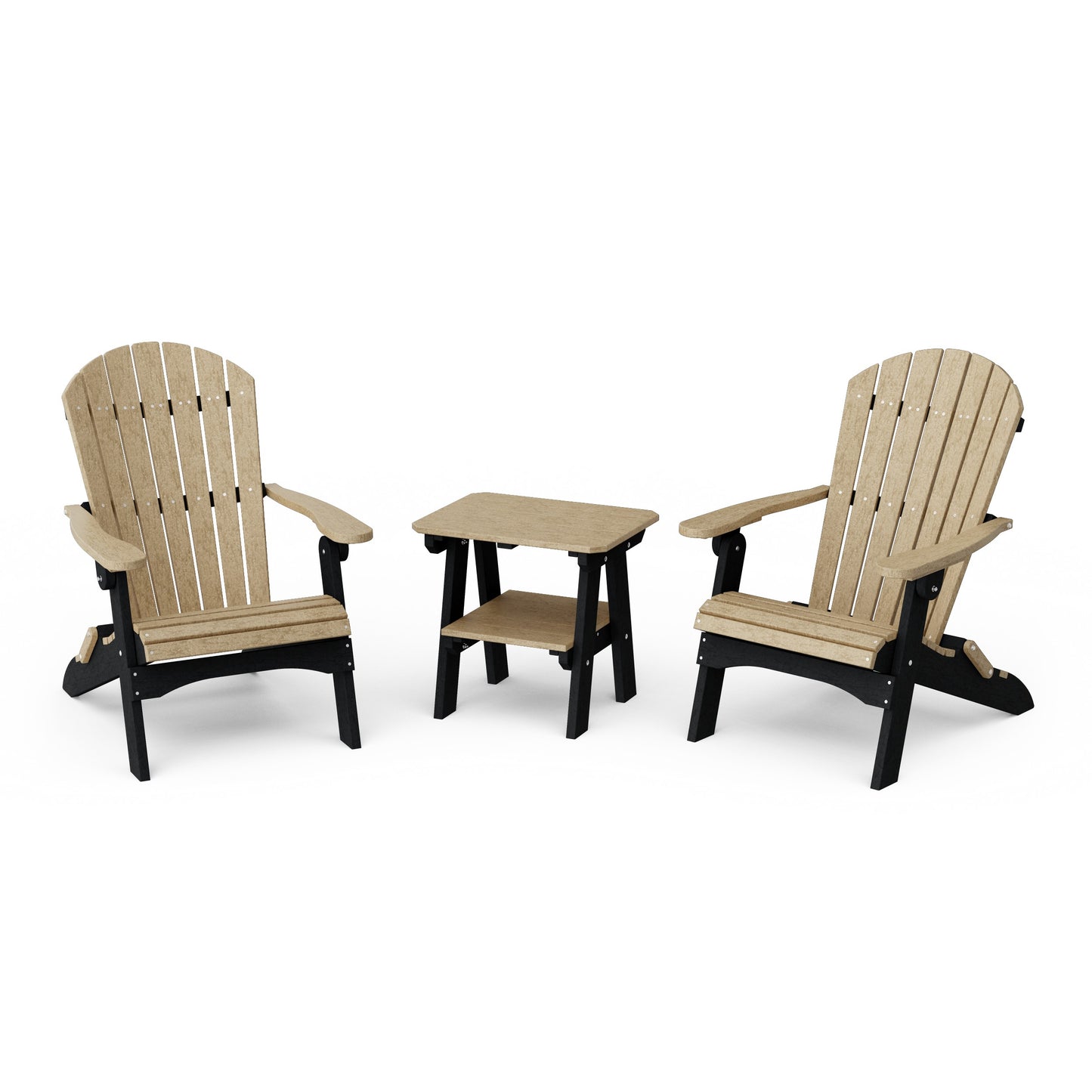 Heritage 3-Piece Folding Adirondack Set with 22" Side Table