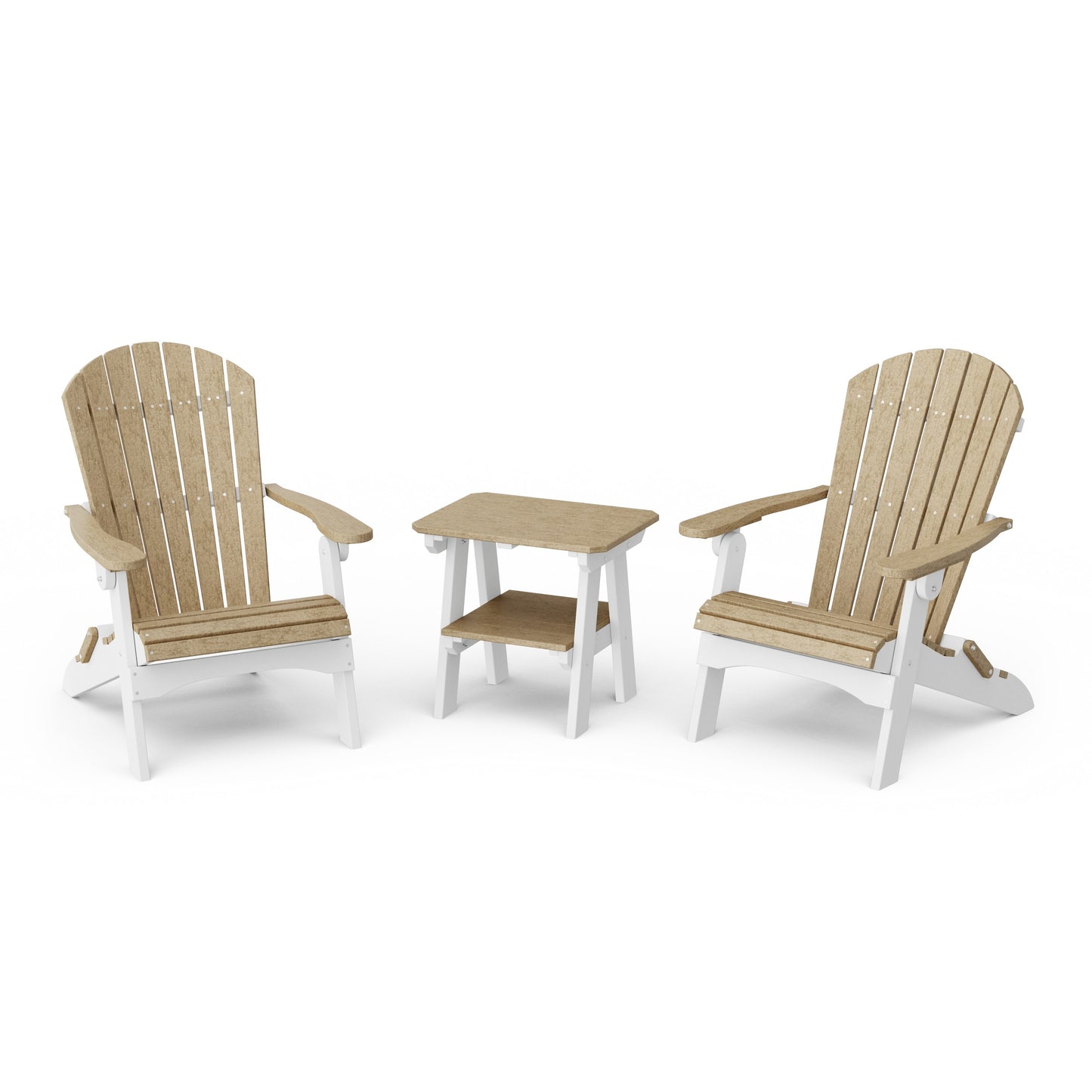 Heritage 3-Piece Folding Adirondack Set with 22" Side Table