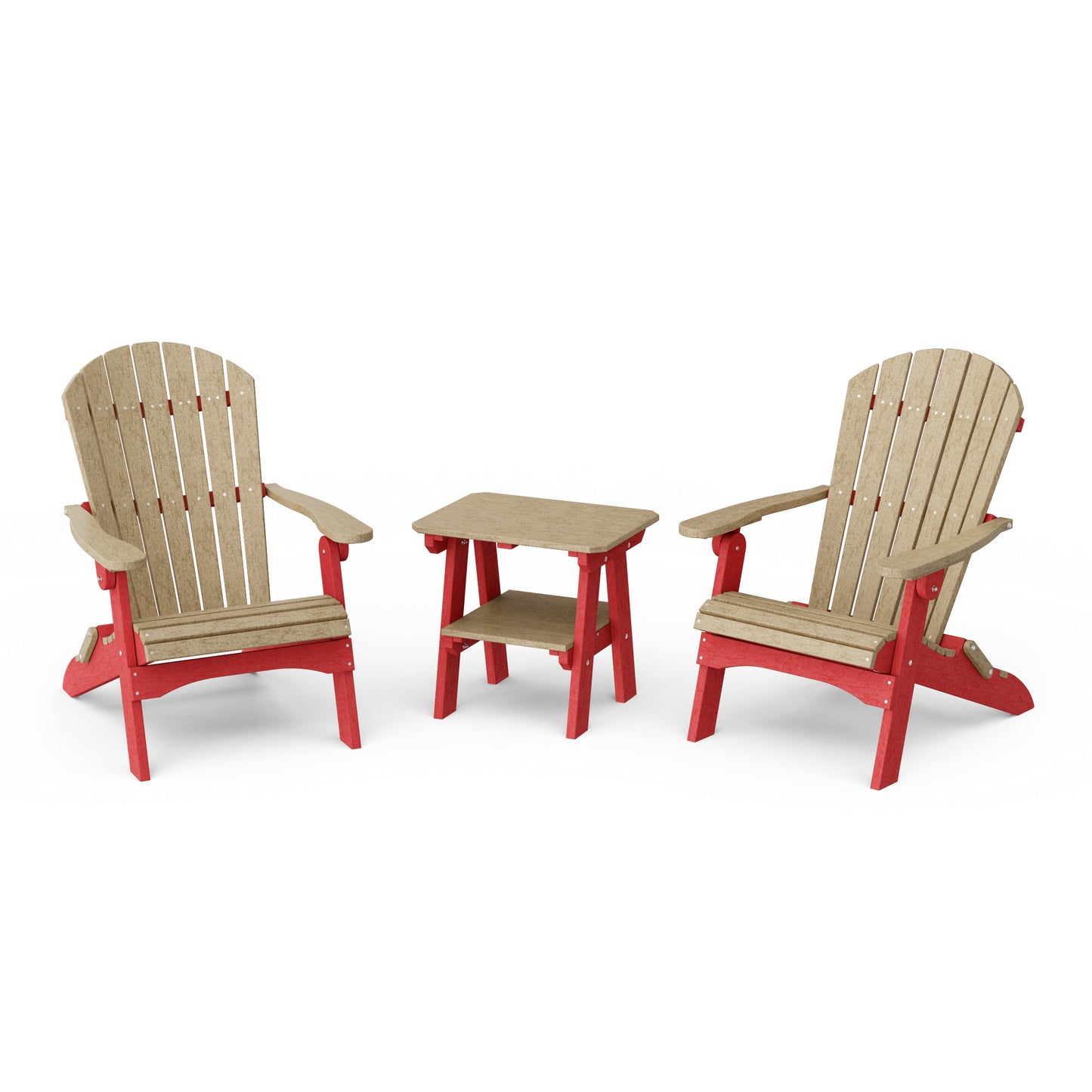 Heritage 3-Piece Folding Adirondack Set with 22" Side Table