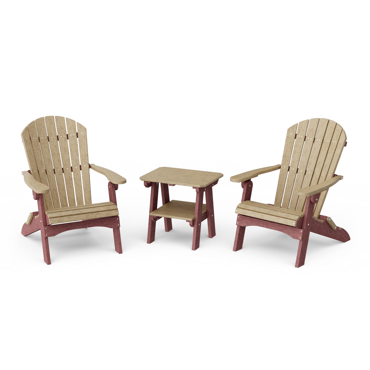 Heritage 3-Piece Folding Adirondack Set with 22" Side Table