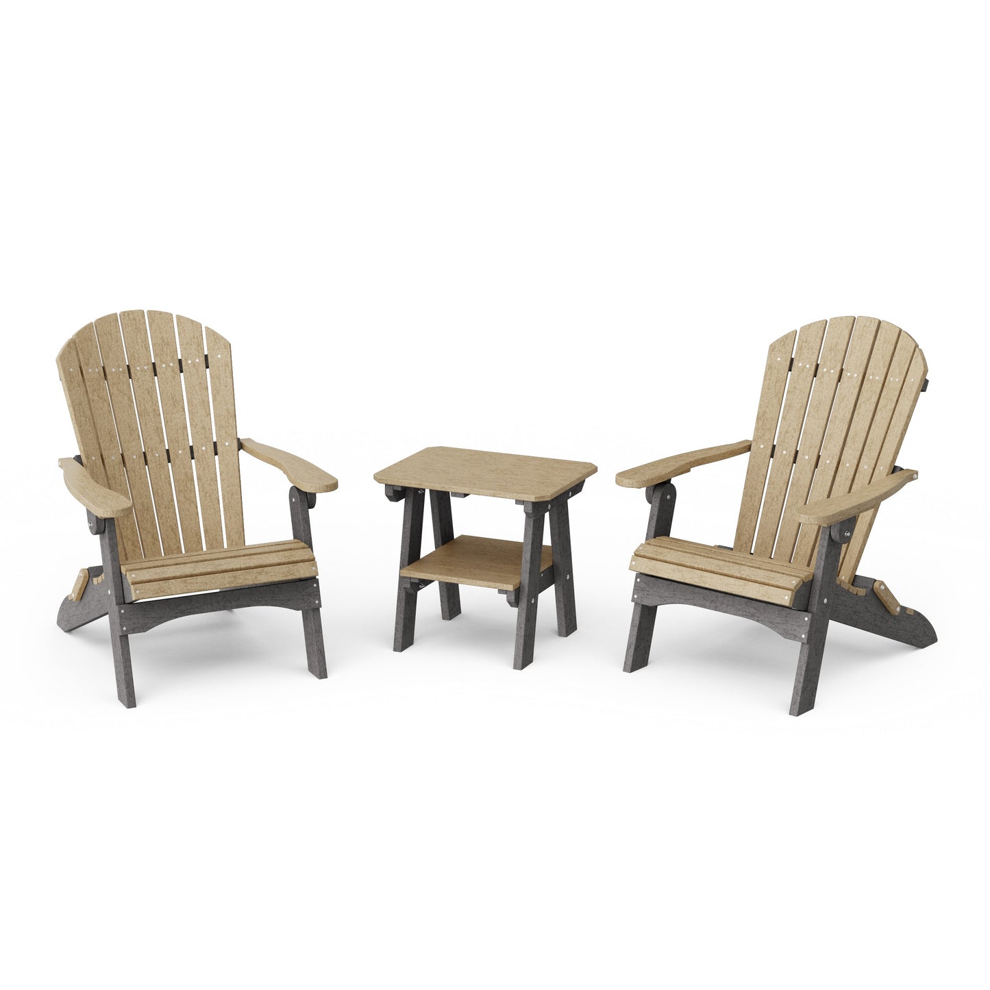 Heritage 3-Piece Folding Adirondack Set with 22" Side Table