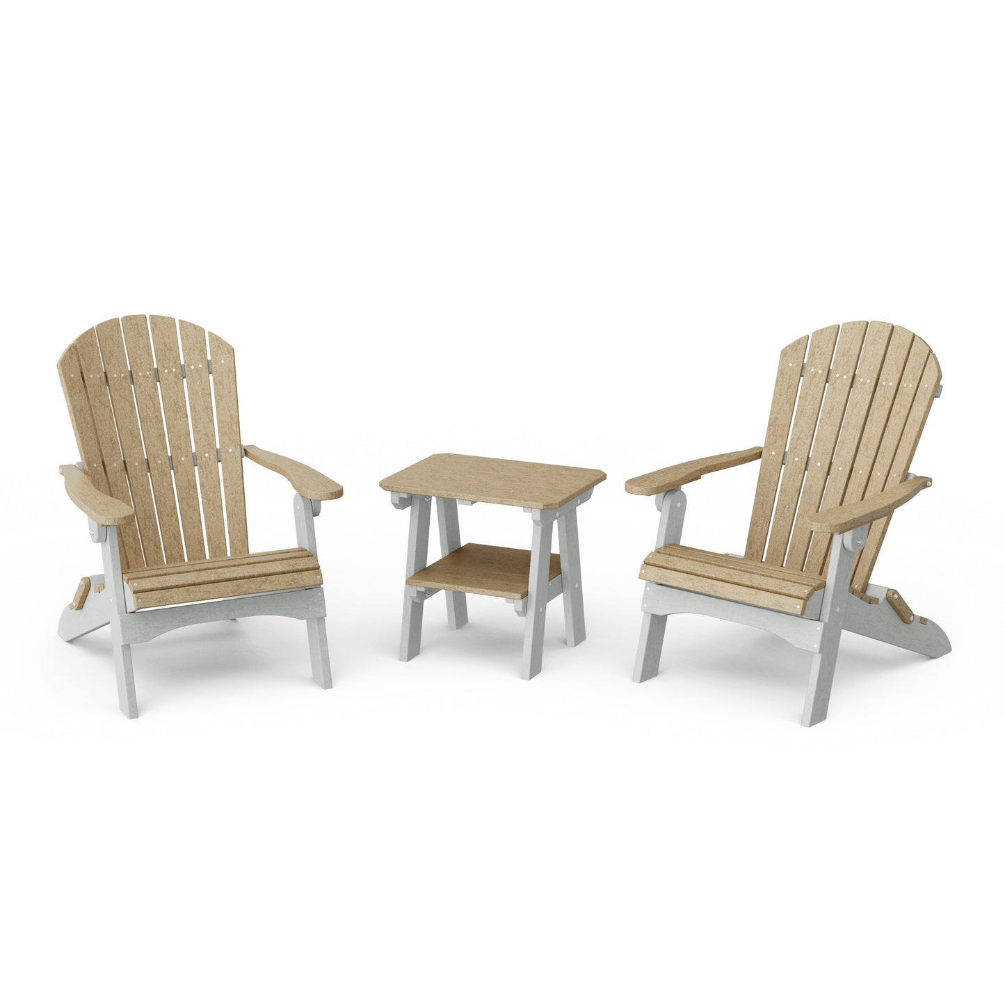 Heritage 3-Piece Folding Adirondack Set with 22" Side Table