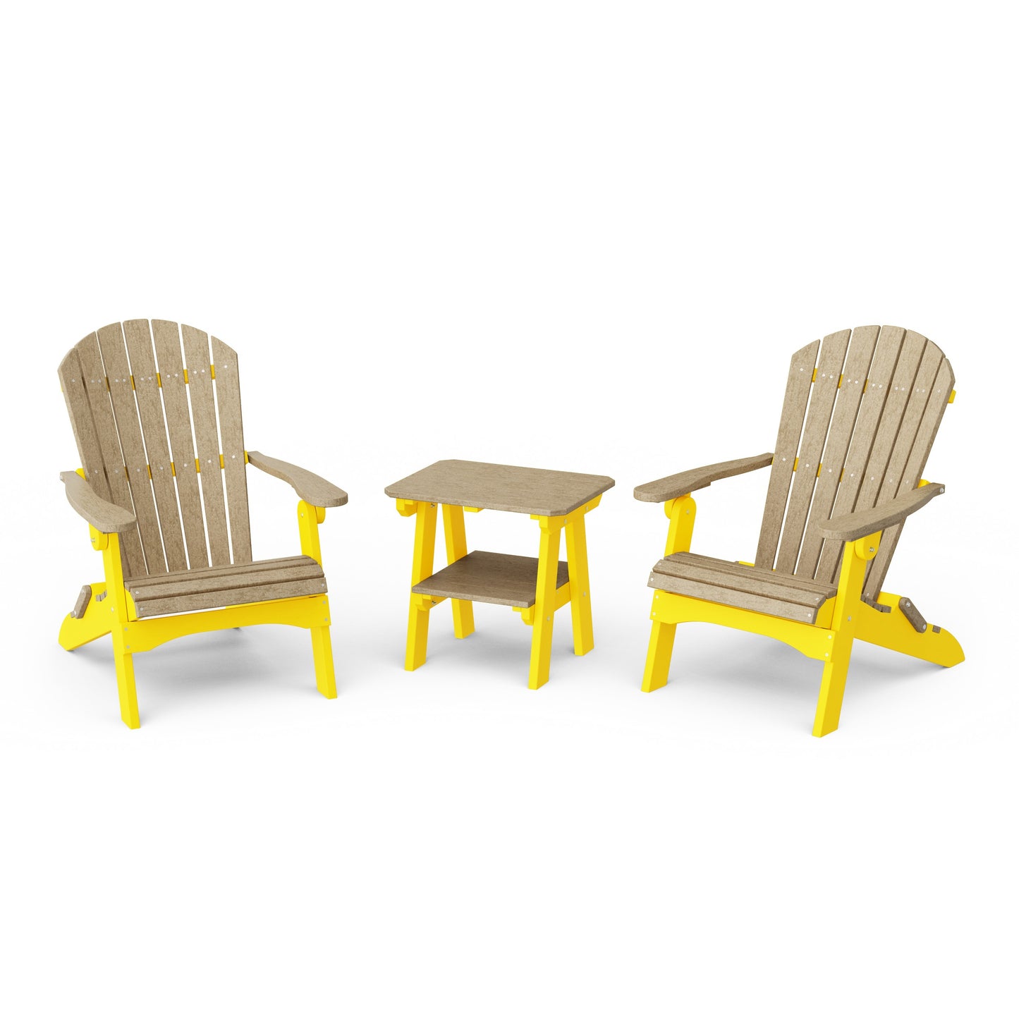 Heritage 3-Piece Folding Adirondack Set with 22" Side Table