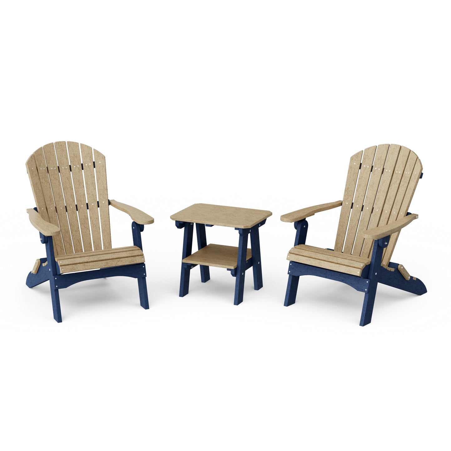 Heritage 3-Piece Folding Adirondack Set with 22" Side Table