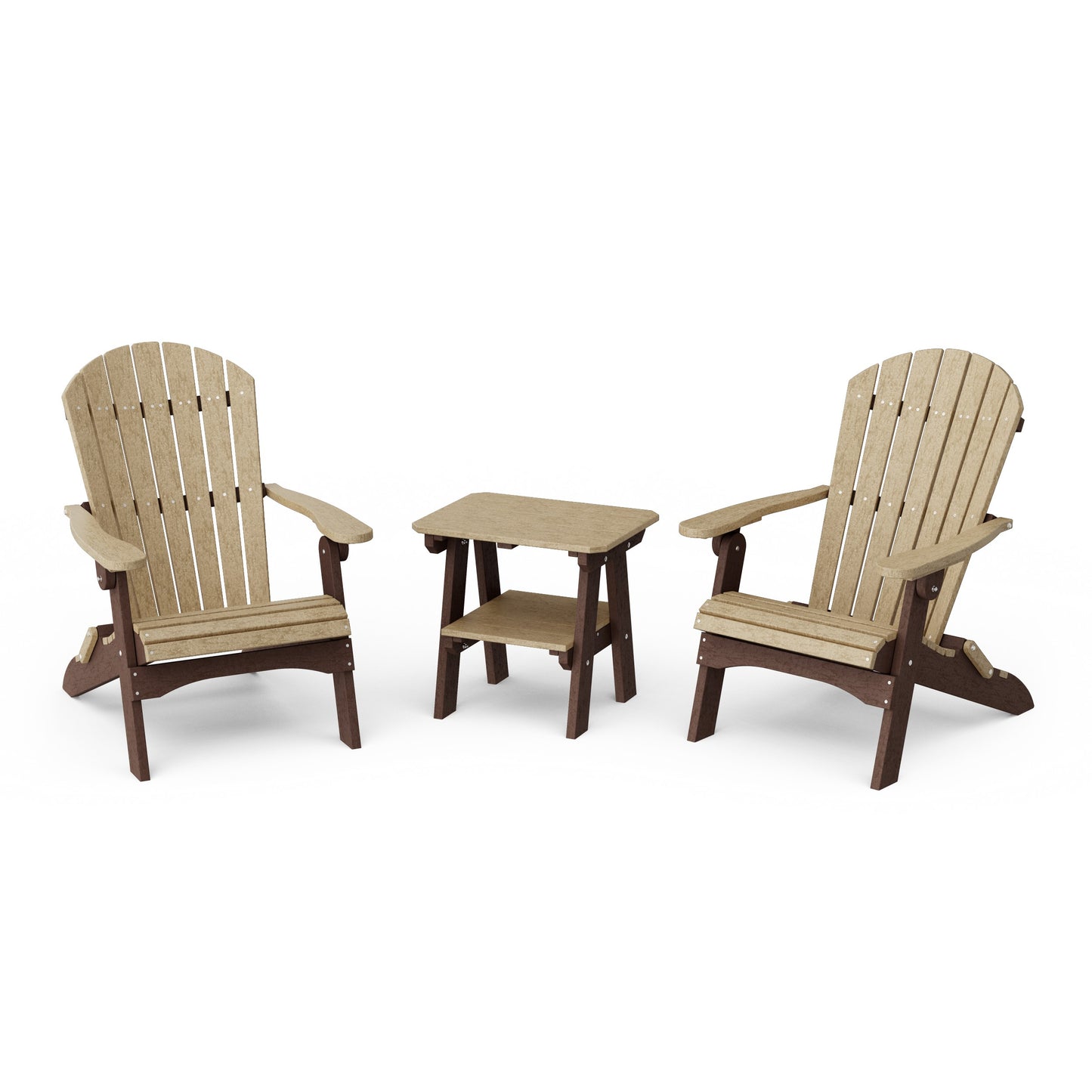 Heritage 3-Piece Folding Adirondack Set with 22" Side Table