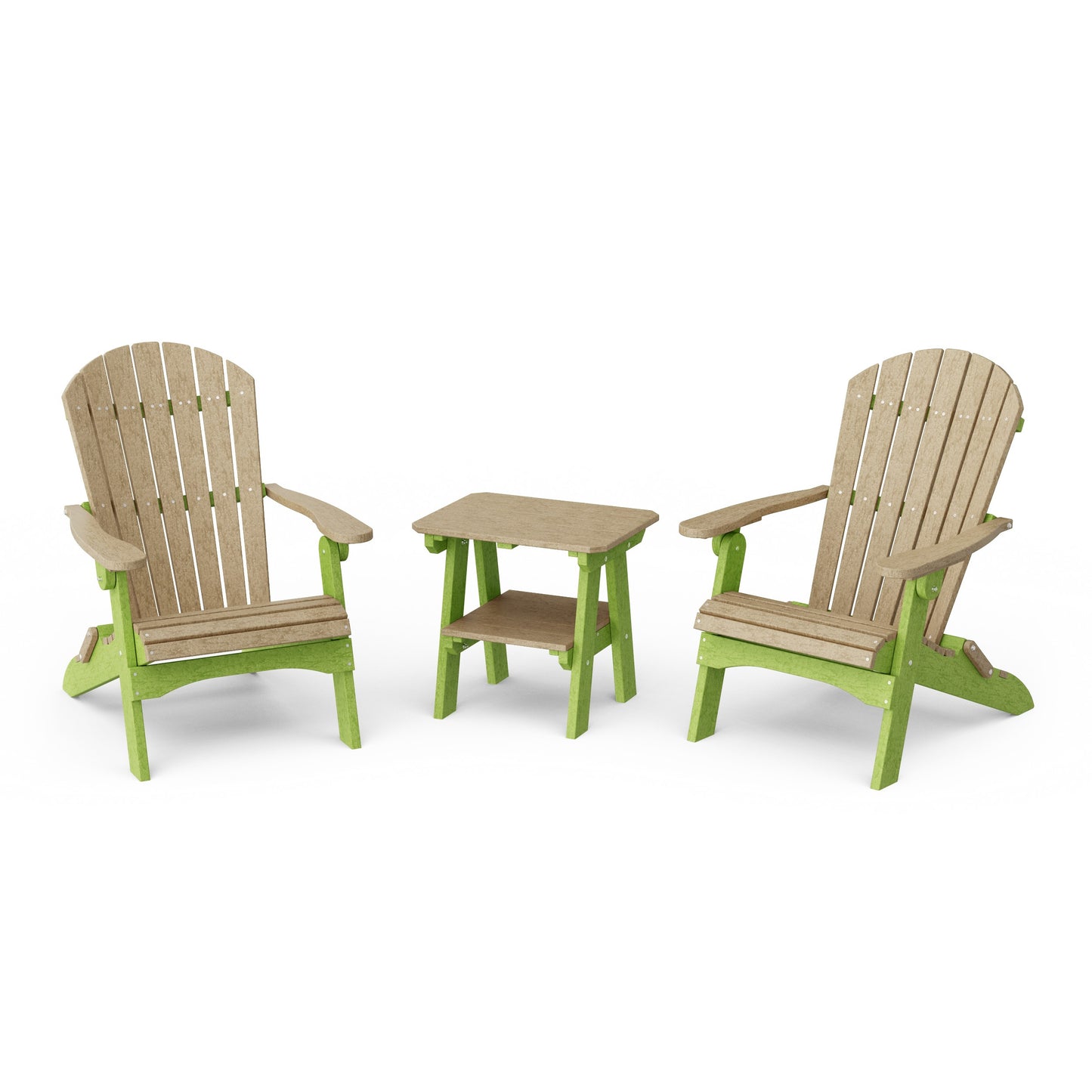 Heritage 3-Piece Folding Adirondack Set with 22" Side Table