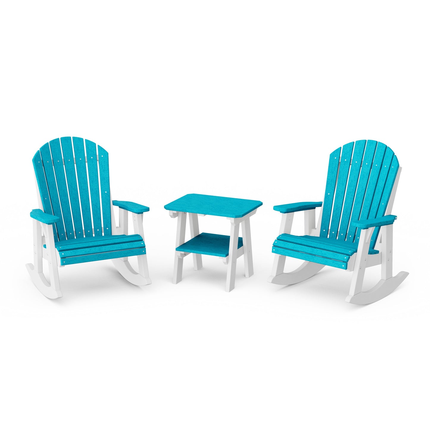 Heritage 3-Piece Adirondack Rocking Chair Set with Side Table