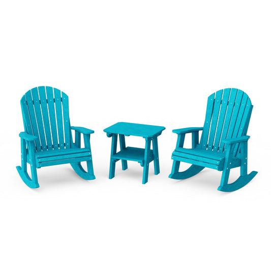 Heritage 3-Piece Adirondack Rocking Chair Set with Side Table
