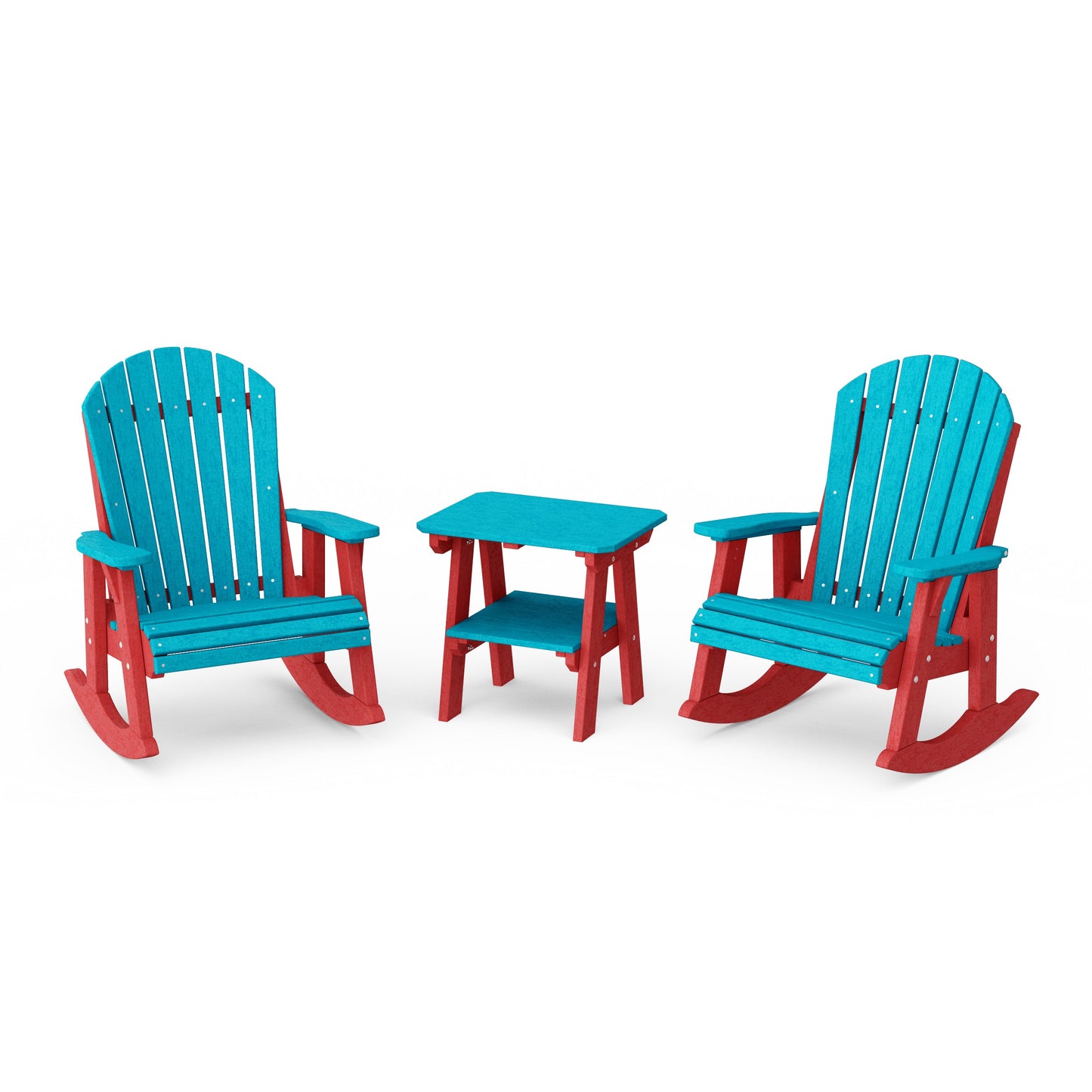 Heritage 3-Piece Adirondack Rocking Chair Set with Side Table