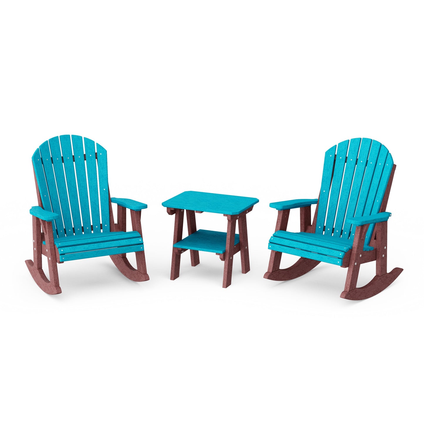Heritage 3-Piece Adirondack Rocking Chair Set with Side Table