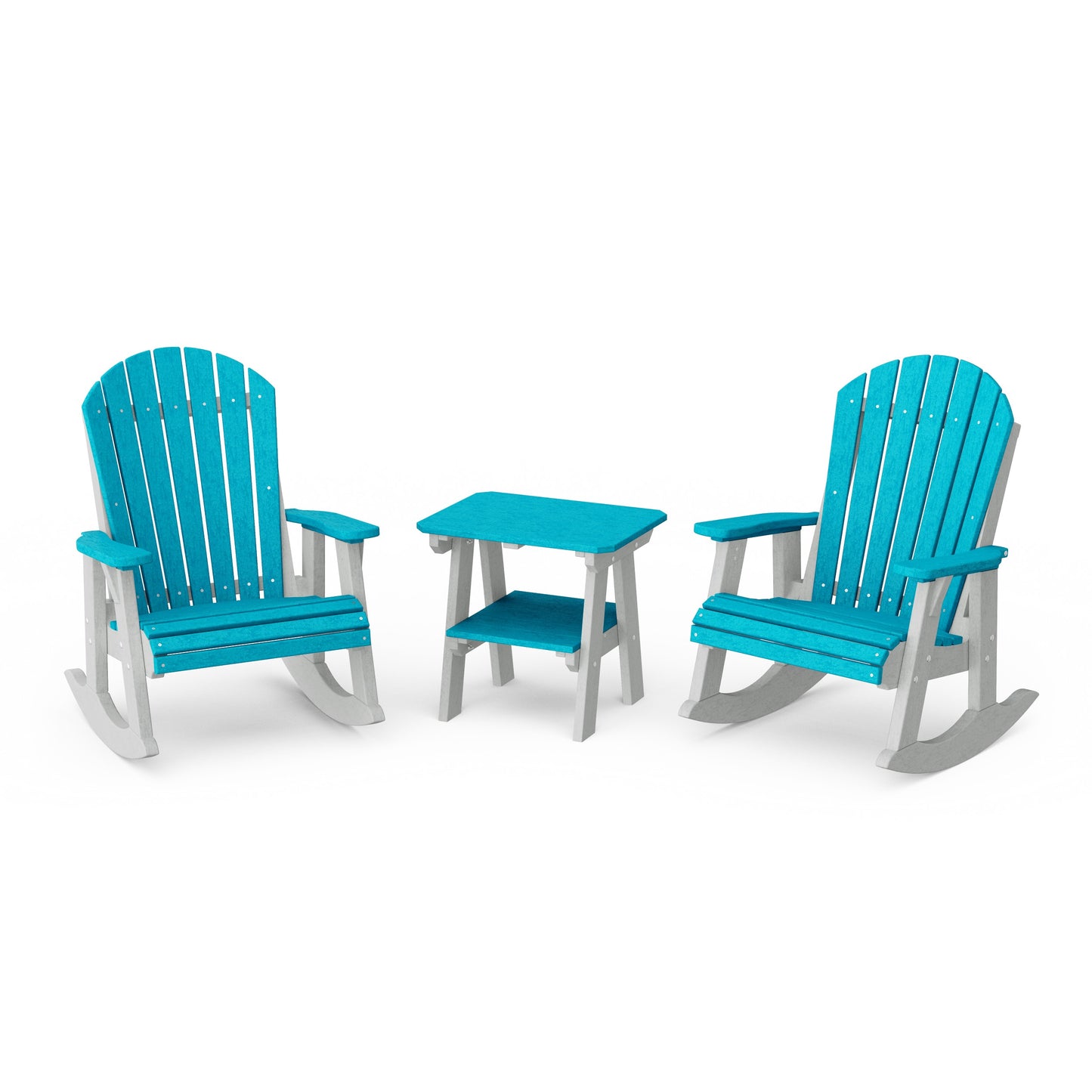 Heritage 3-Piece Adirondack Rocking Chair Set with Side Table