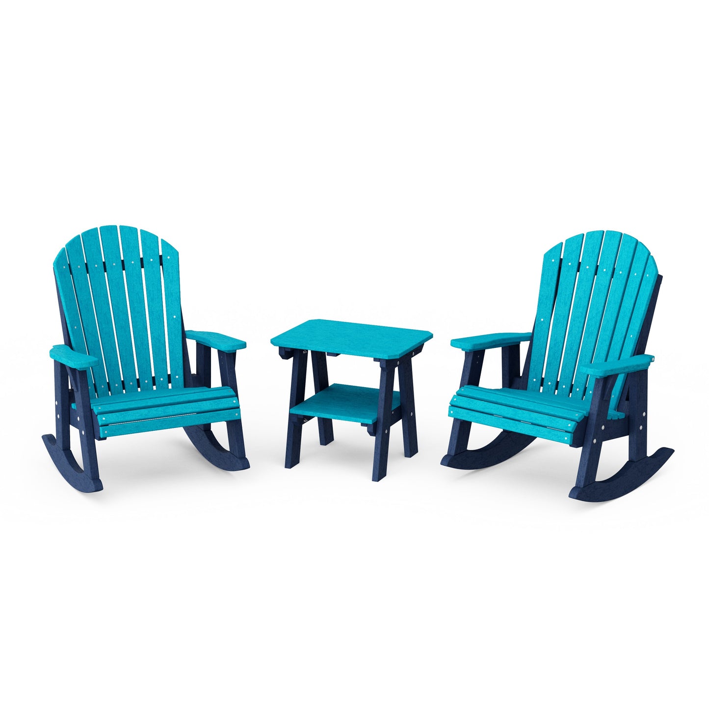 Heritage 3-Piece Adirondack Rocking Chair Set with Side Table
