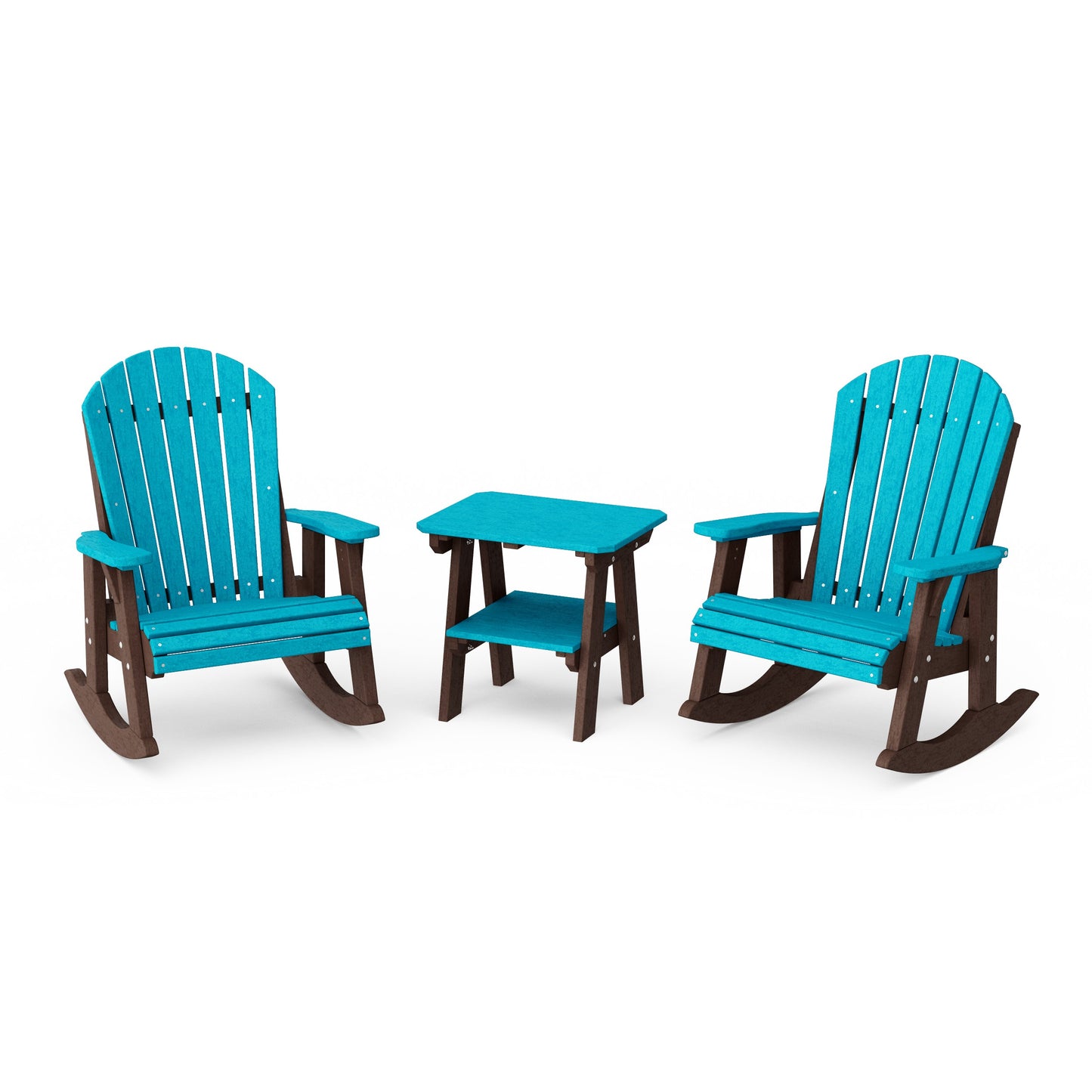 Heritage 3-Piece Adirondack Rocking Chair Set with Side Table