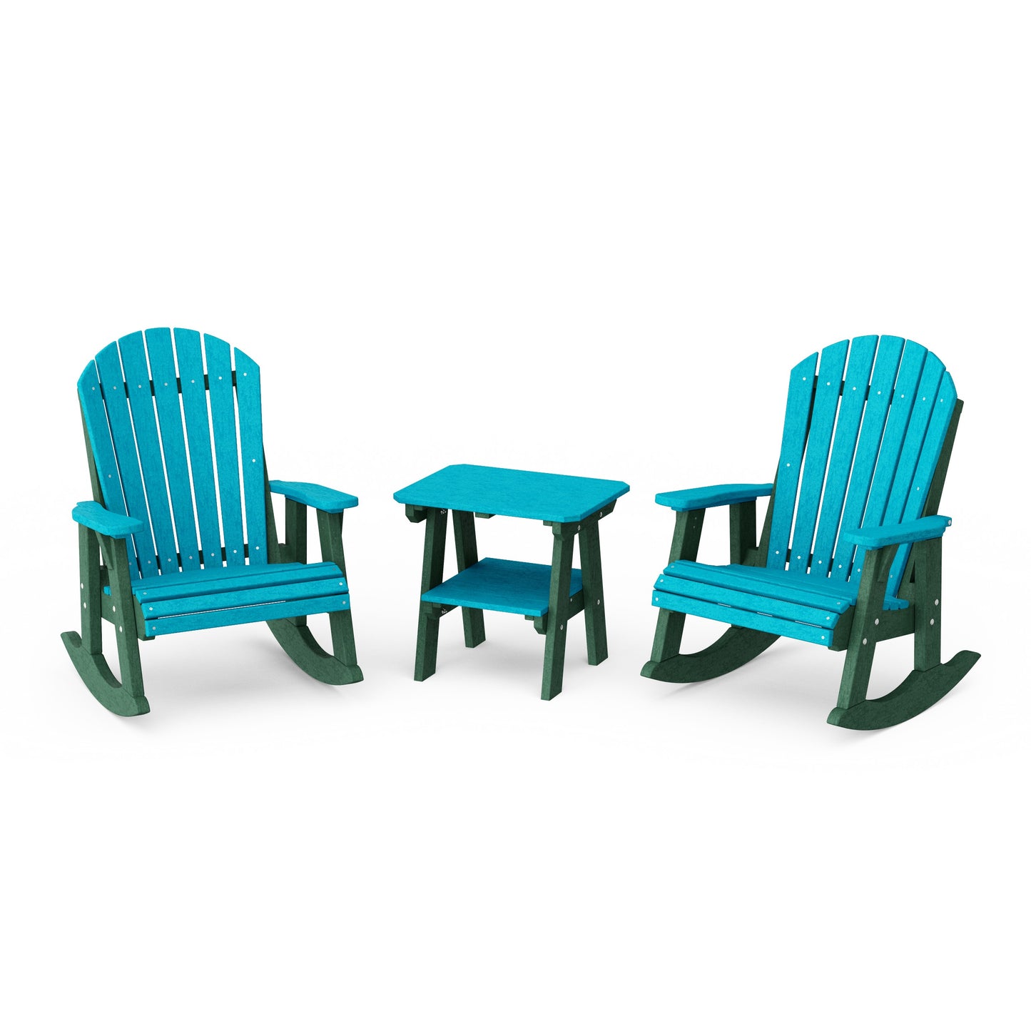 Heritage 3-Piece Adirondack Rocking Chair Set with Side Table