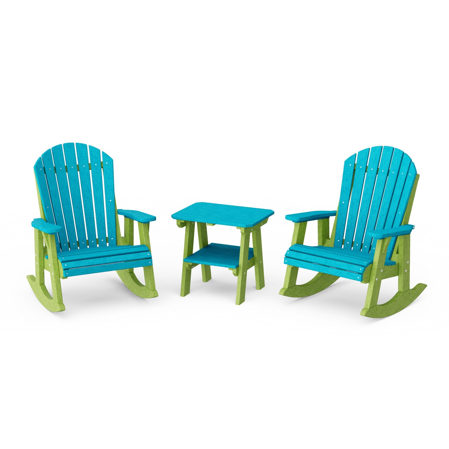Heritage 3-Piece Adirondack Rocking Chair Set with Side Table