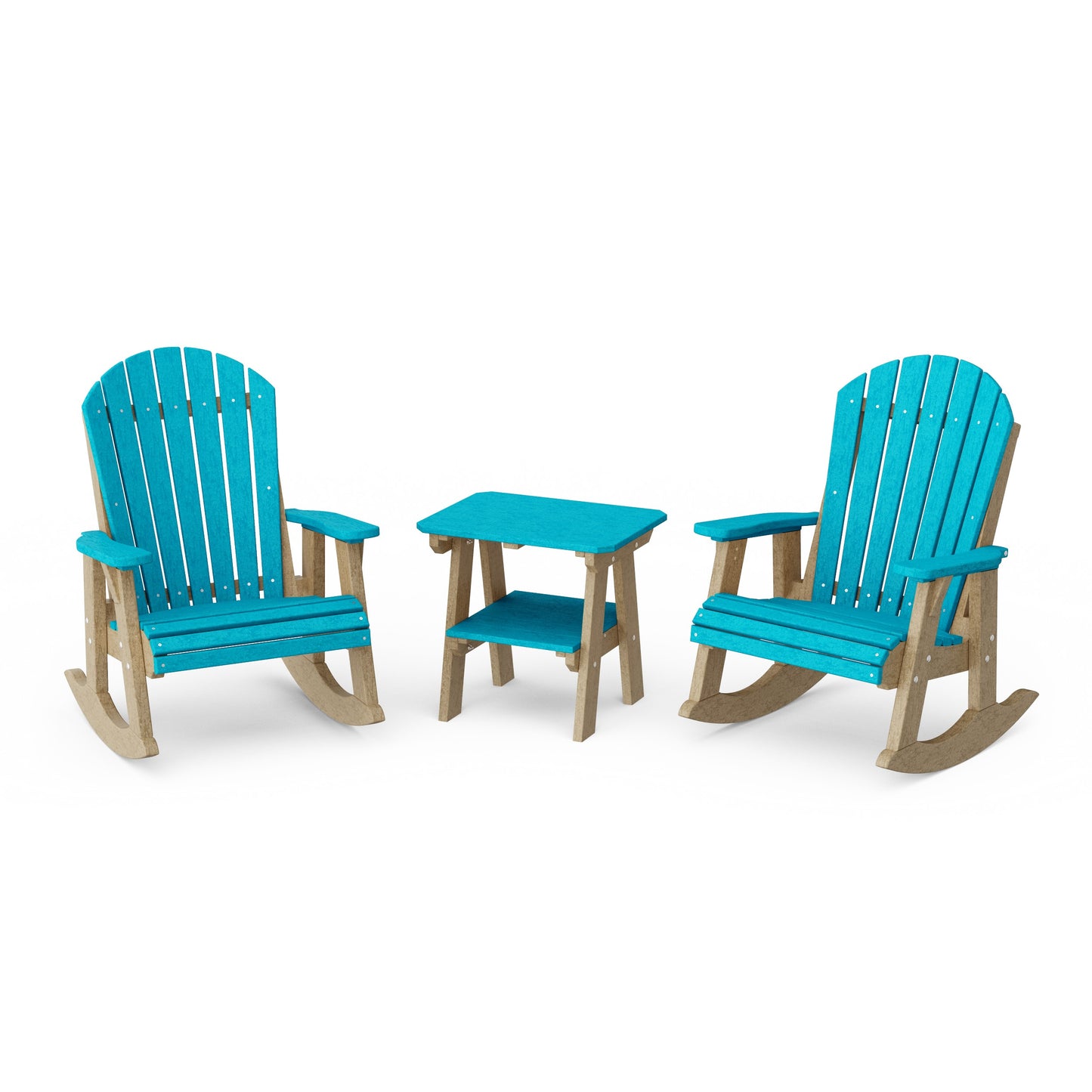 Heritage 3-Piece Adirondack Rocking Chair Set with Side Table